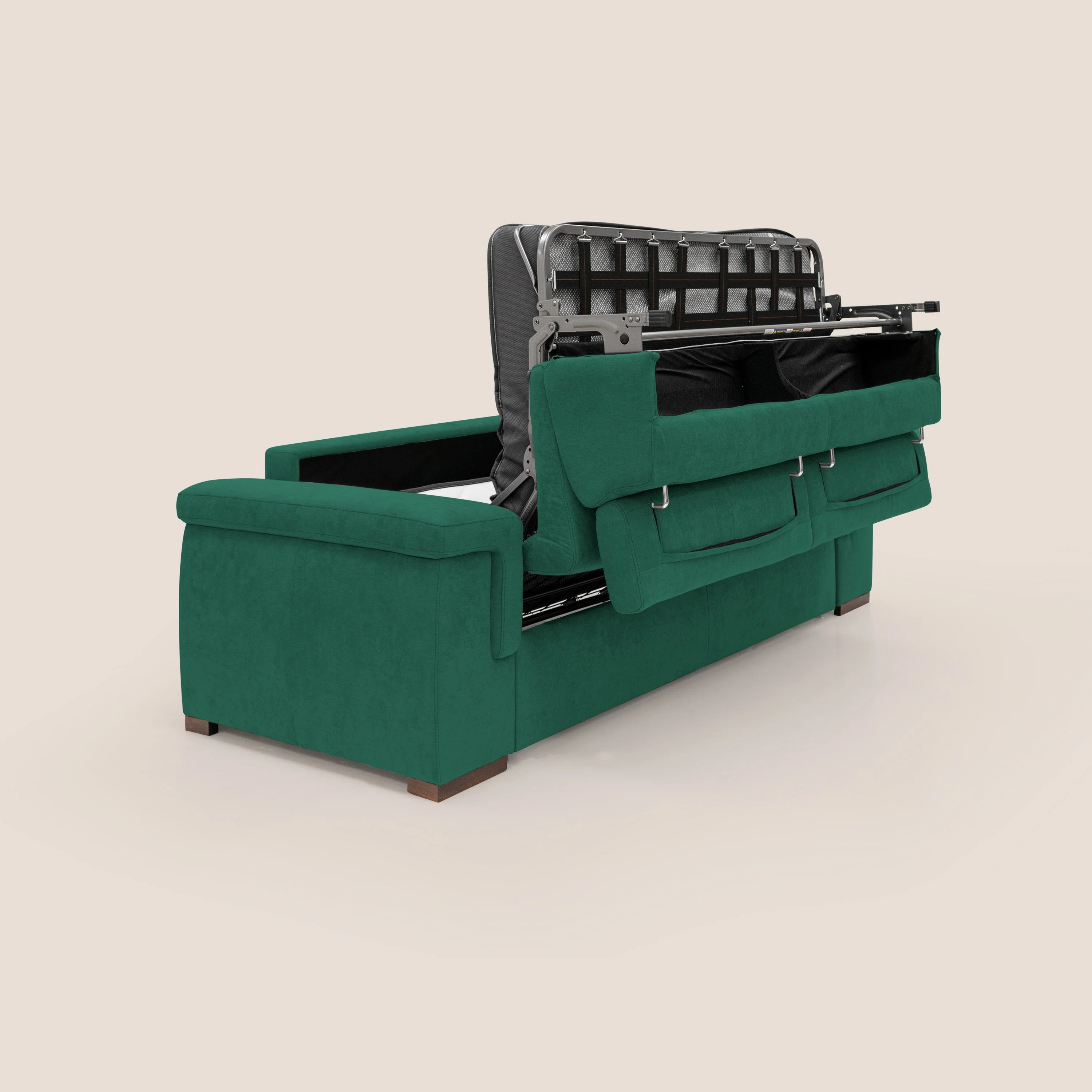 Giunone canapé convertible avec matelas de 18 cm et têtières inclinables en tissu imperméable T02 vert - Image 3