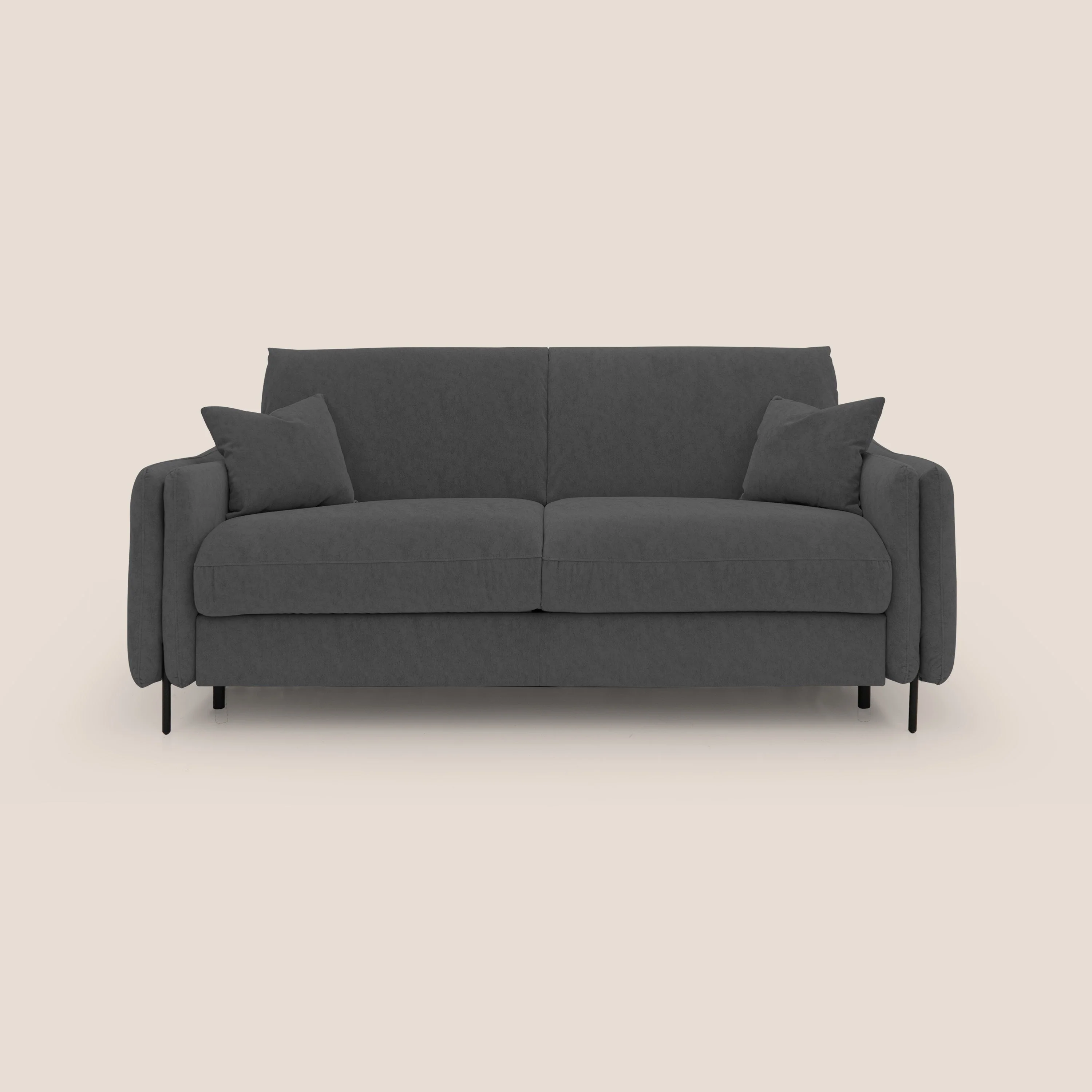 Gregory Canapé convertible avec matelas H18 cm en microfibre effet velours imperméable T09 anthracite