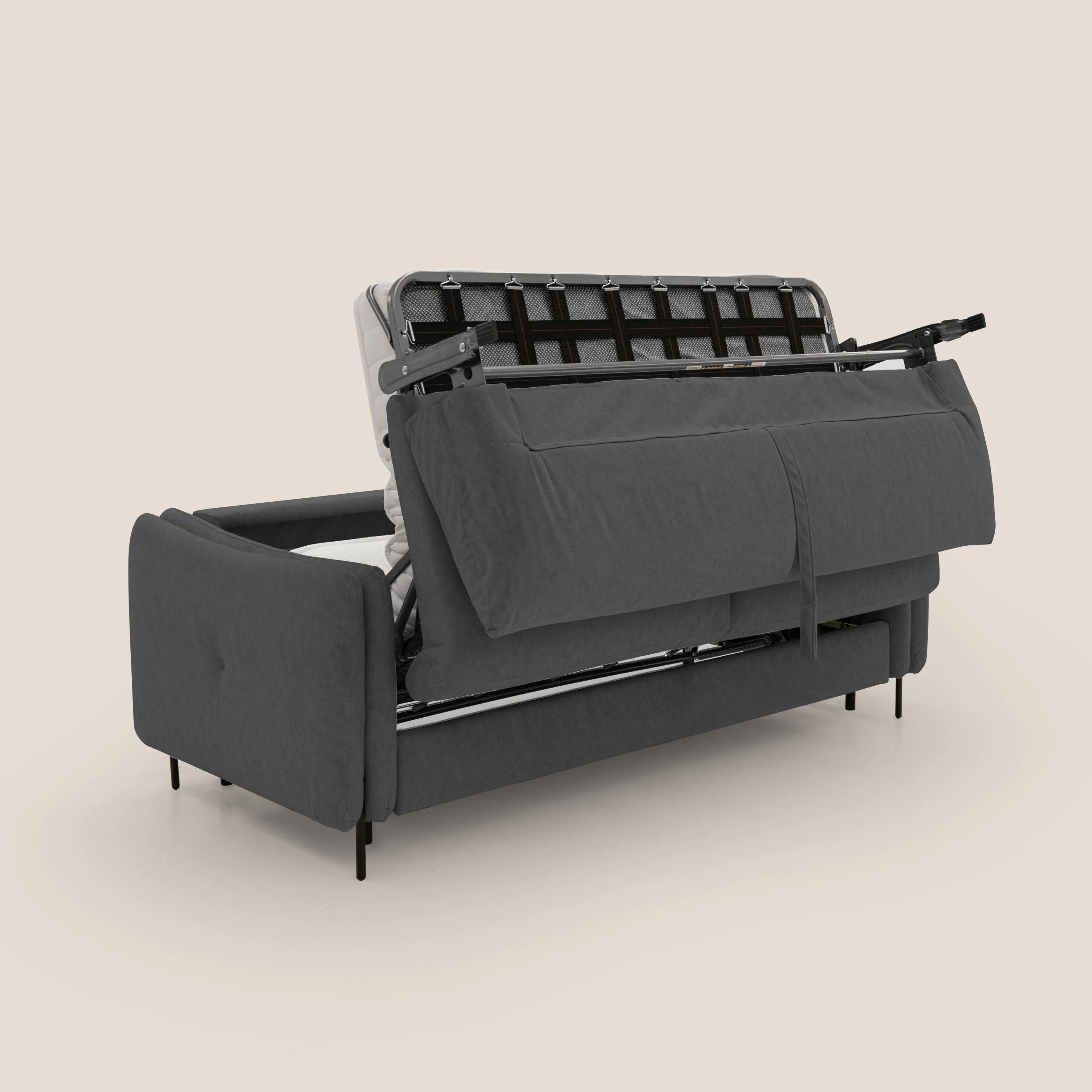 Gregory Canapé convertible avec matelas H18 cm en microfibre effet velours imperméable T09 anthracite - Image 3