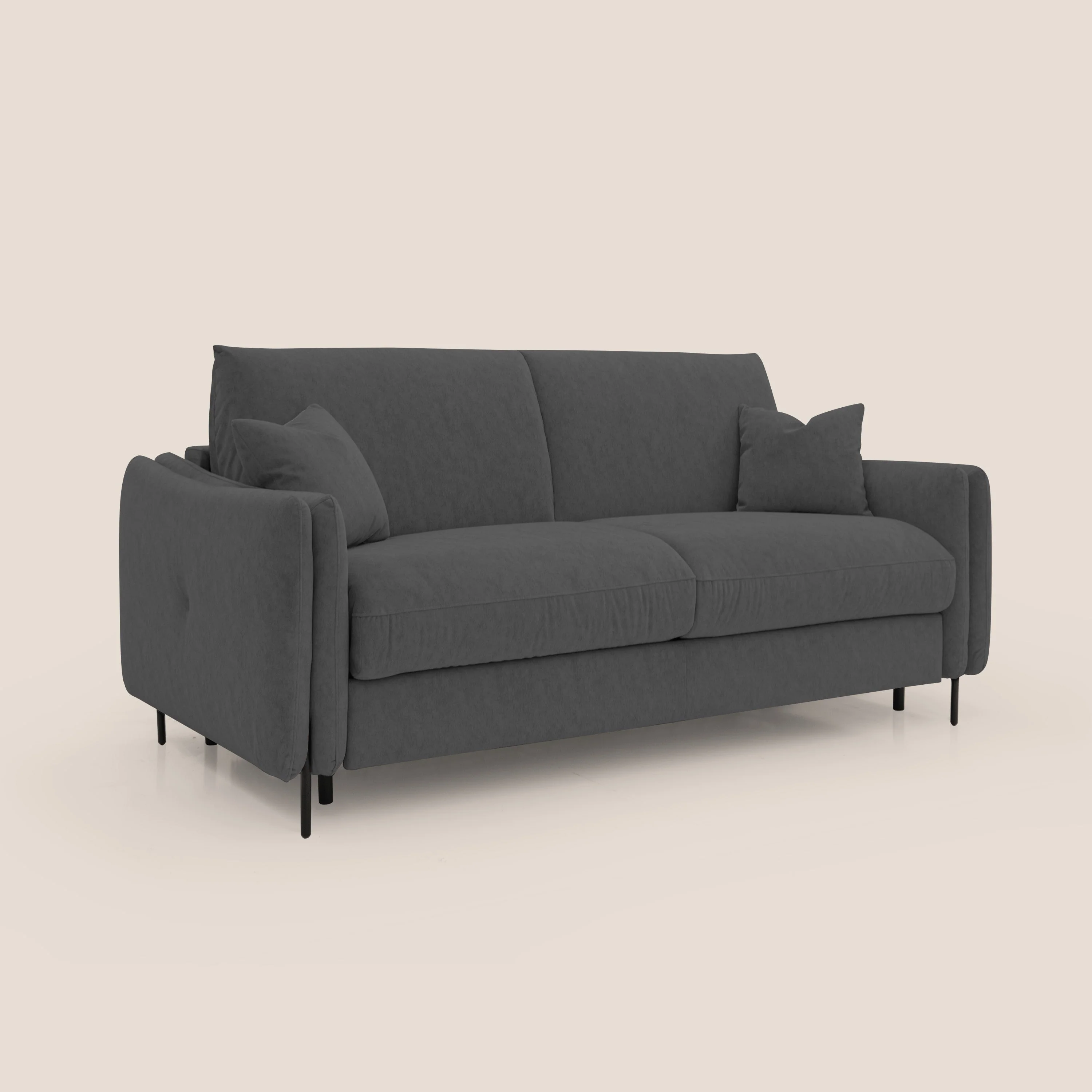Gregory Canapé convertible avec matelas H18 cm en microfibre effet velours imperméable T09 anthracite - Image 4