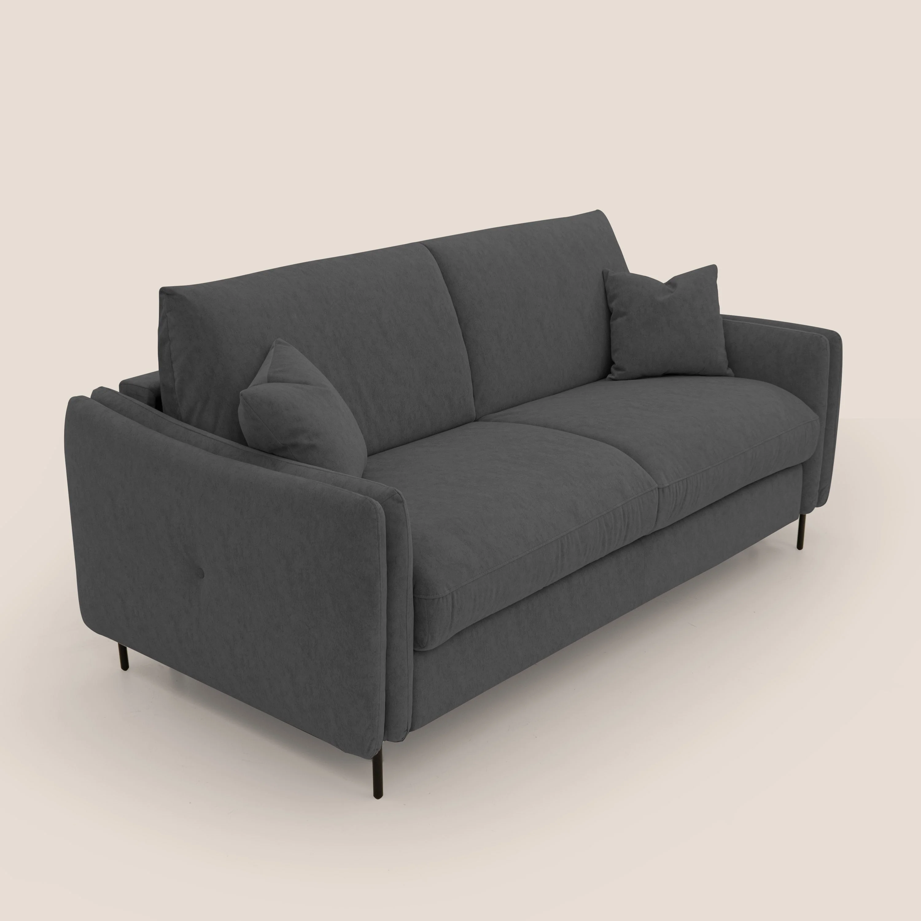 Gregory Canapé convertible avec matelas H18 cm en microfibre effet velours imperméable T09 anthracite - Image 6