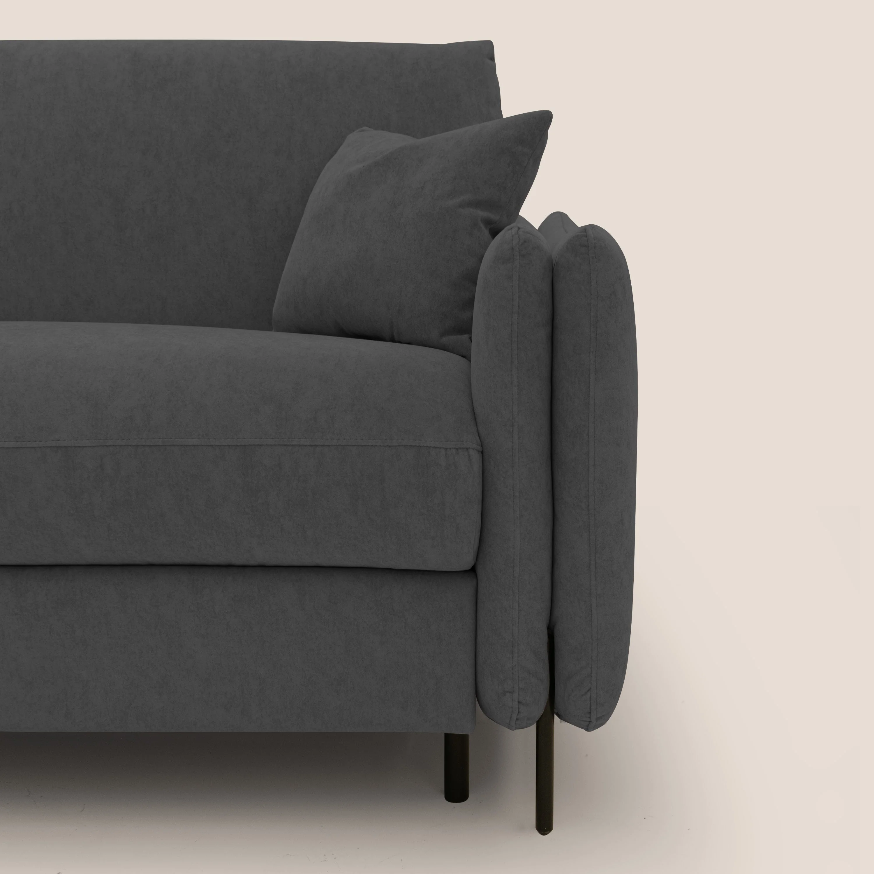 Gregory Canapé convertible avec matelas H18 cm en microfibre effet velours imperméable T09 anthracite - Image 7