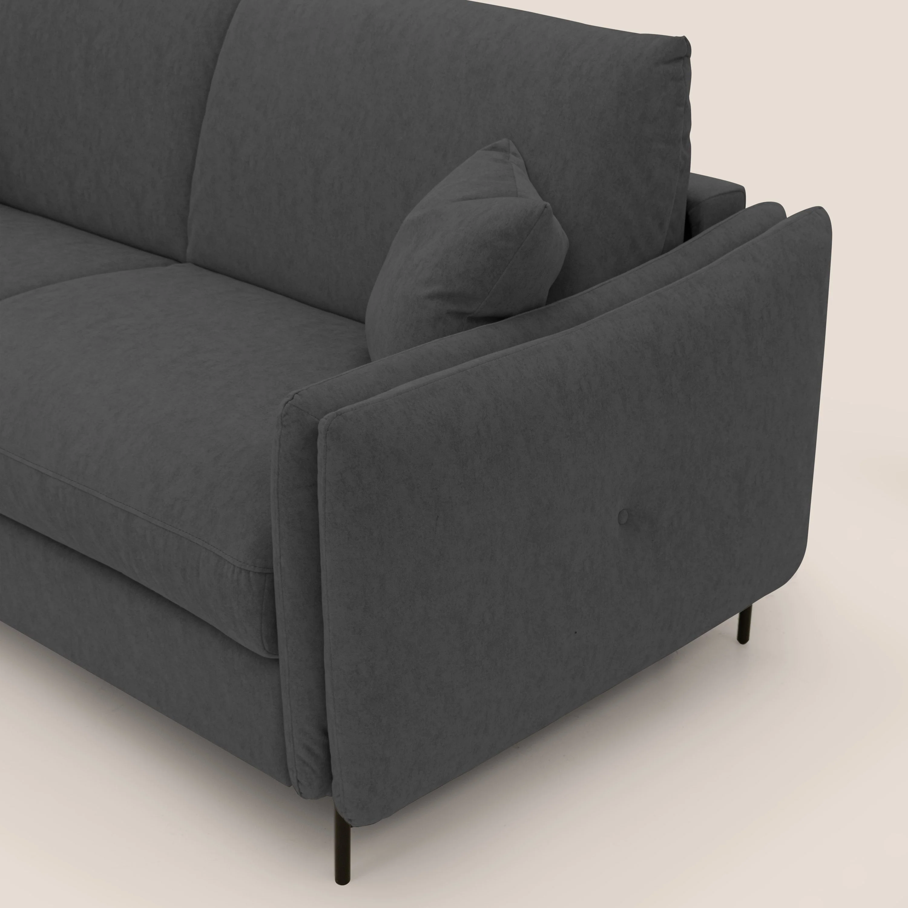 Gregory Canapé convertible avec matelas H18 cm en microfibre effet velours imperméable T09 anthracite - Image 8