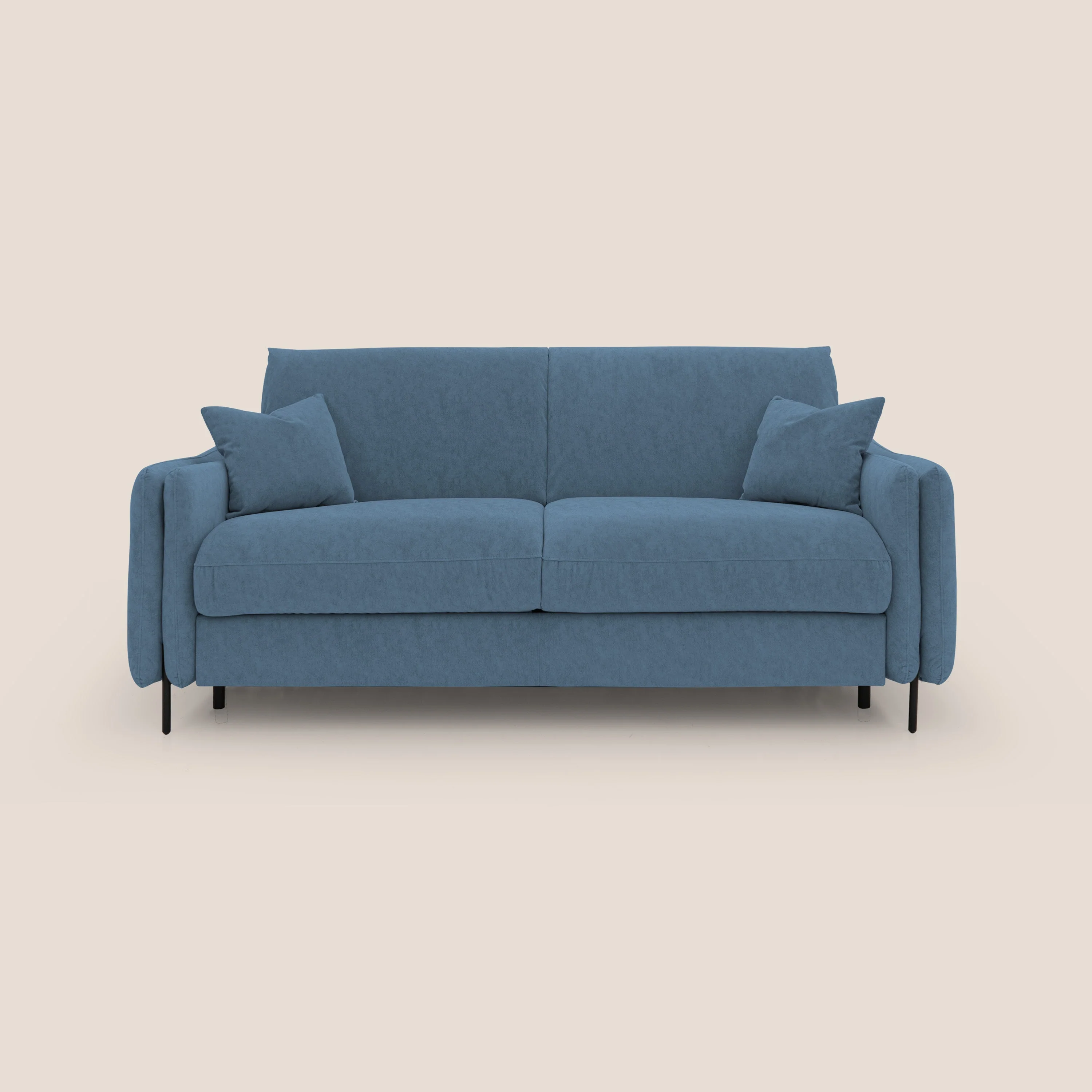 Gregory Canapé convertible avec matelas H18 cm en microfibre effet velours imperméable T09 bleu