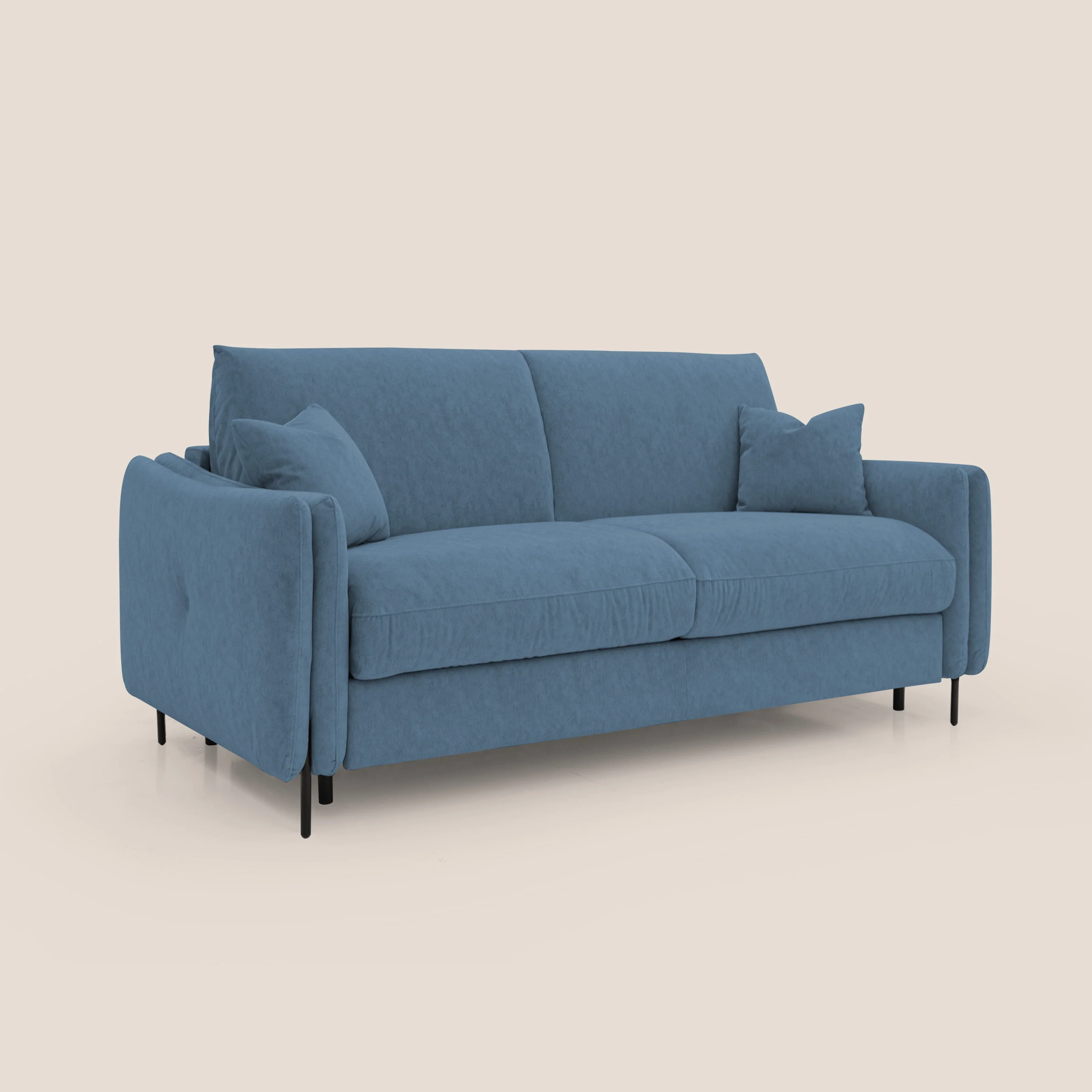 Gregory Canapé convertible avec matelas H18 cm en microfibre effet velours imperméable T09 bleu - Image 4