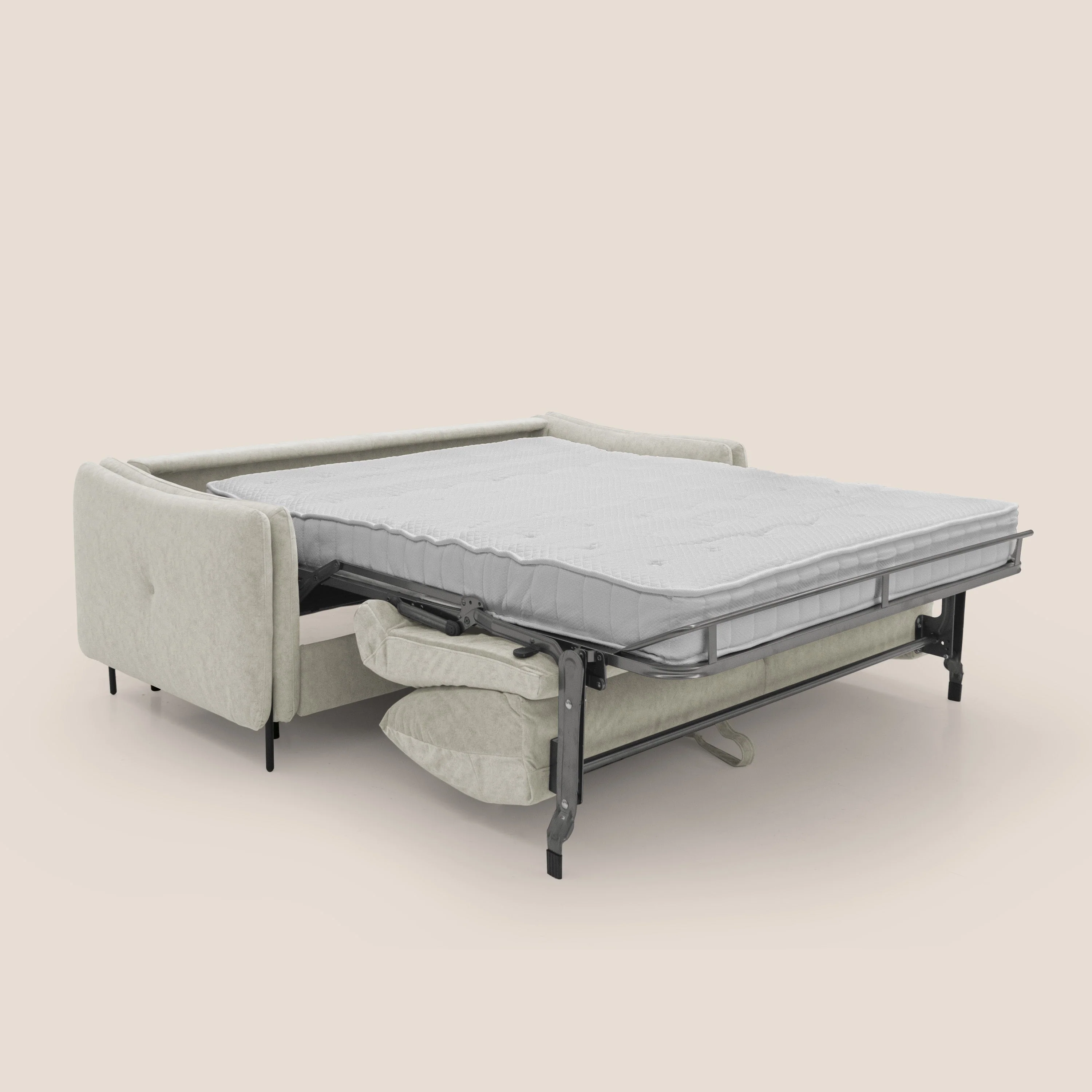 Gregory Canapé convertible avec matelas H18 cm en microfibre effet velours imperméable T09 crème - Image 2