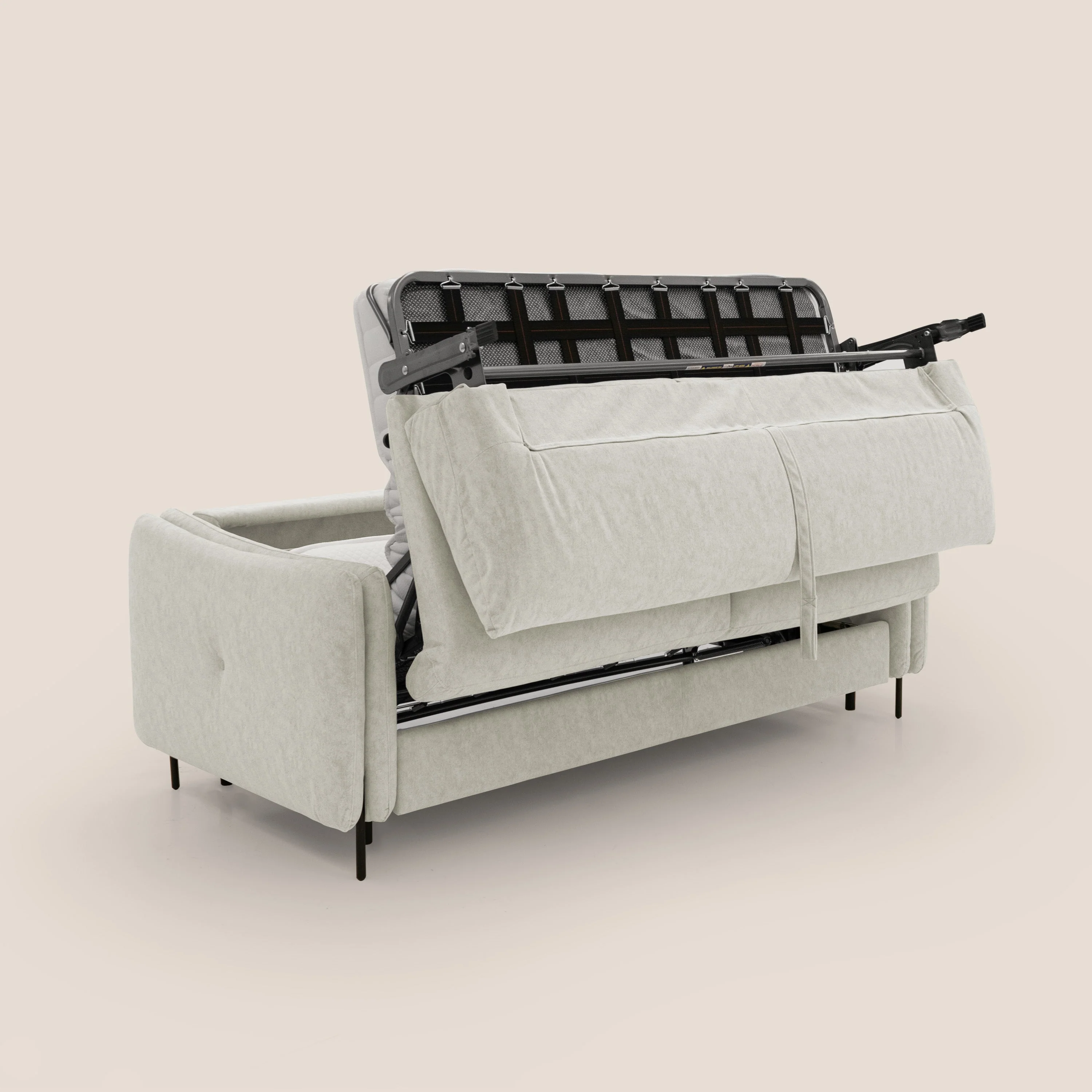 Gregory Canapé convertible avec matelas H18 cm en microfibre effet velours imperméable T09 crème - Image 3