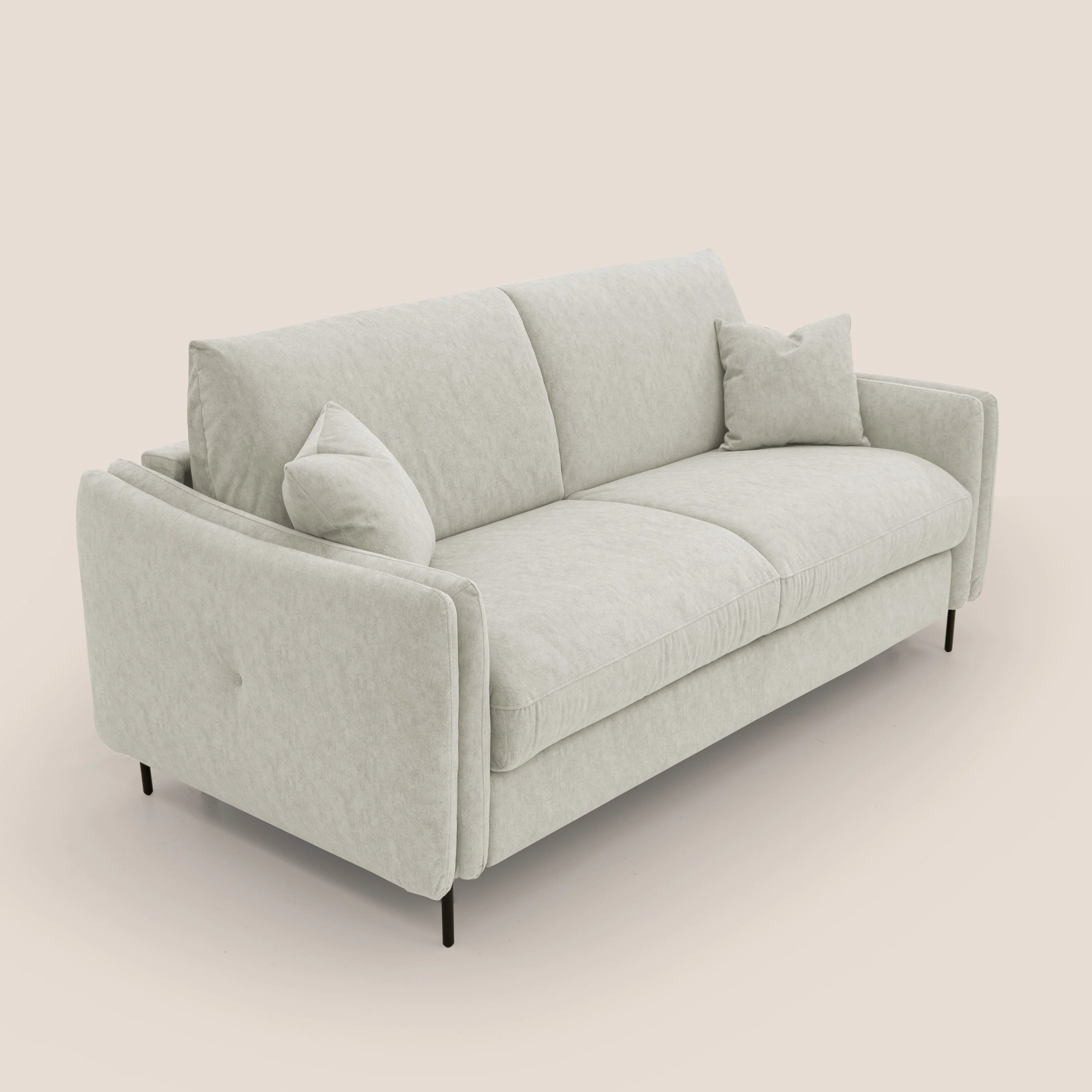 Gregory Canapé convertible avec matelas H18 cm en microfibre effet velours imperméable T09 crème - Image 6