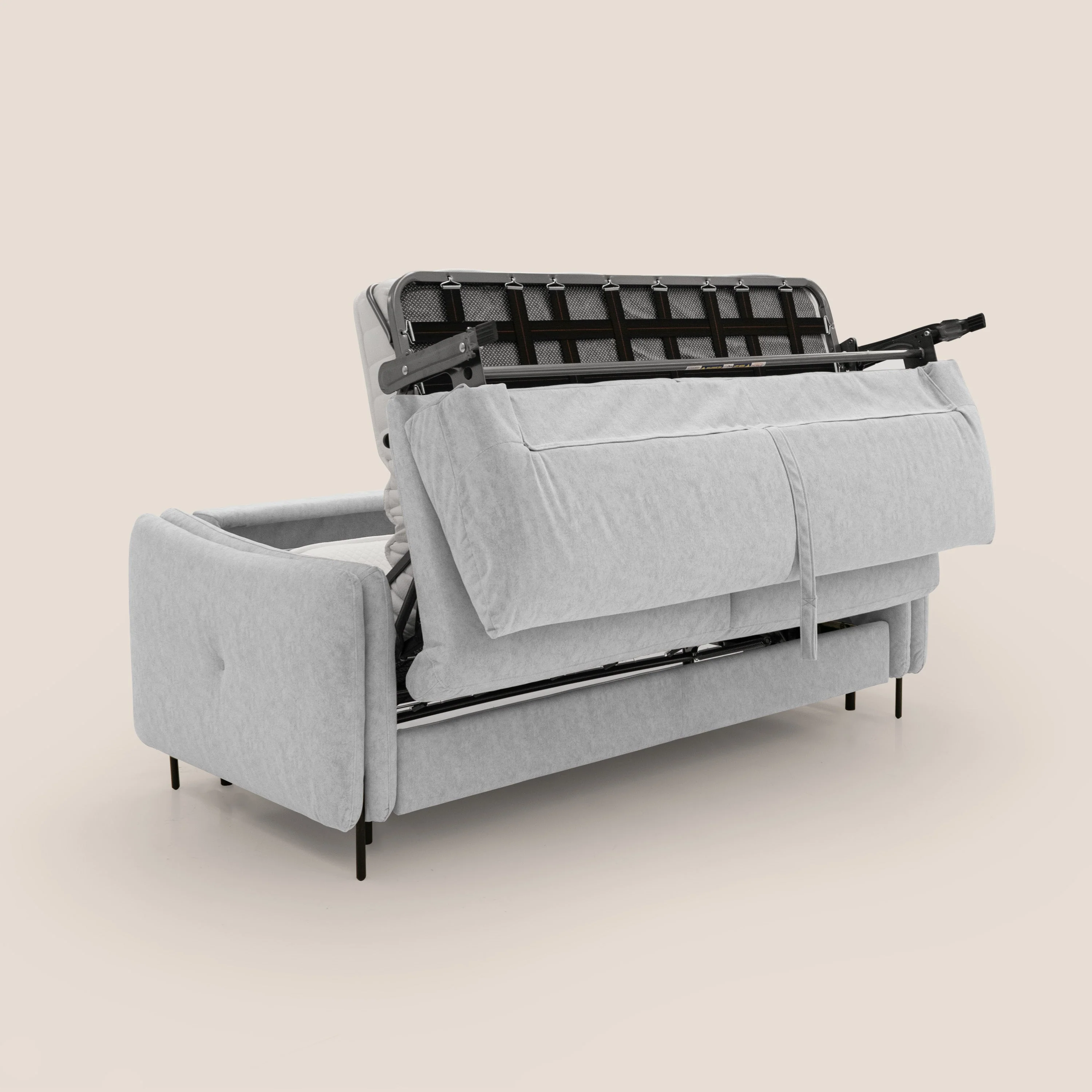 Gregory Canapé convertible avec matelas H18 cm en microfibre effet velours imperméable T09 gris clair - Image 3
