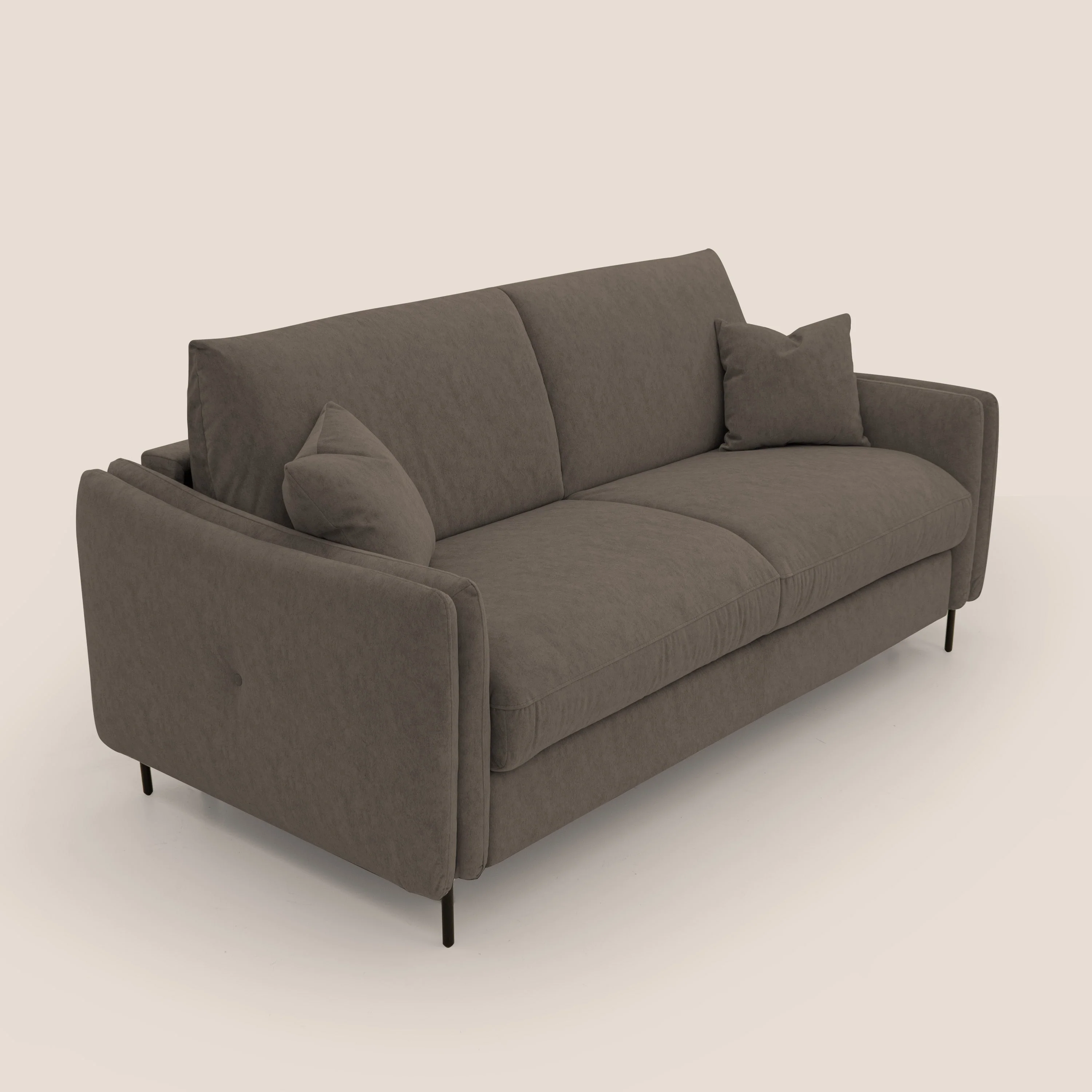 Gregory Canapé convertible avec matelas H18 cm en microfibre effet velours imperméable T09 marron - Image 6