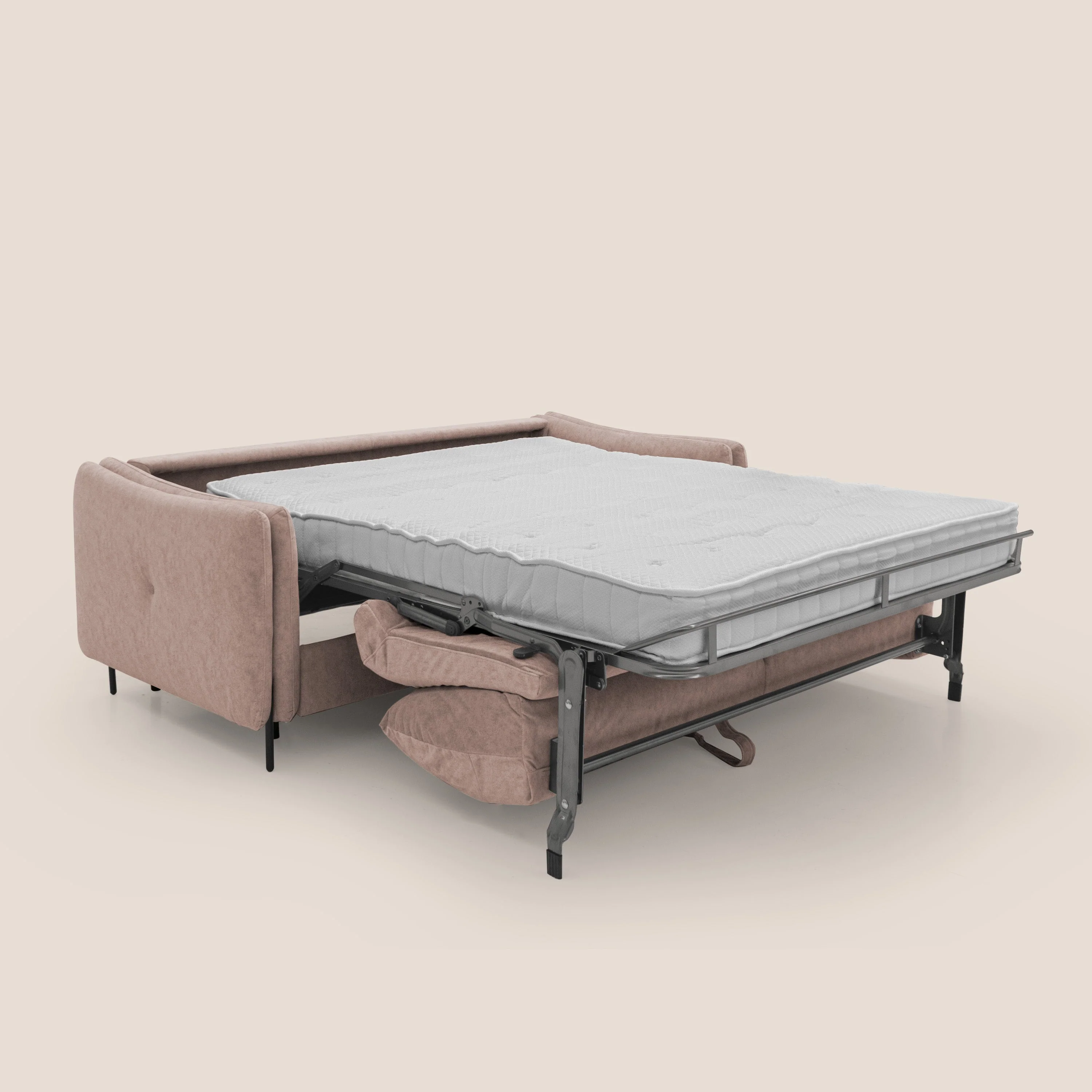 Gregory Canapé convertible avec matelas H18 cm en microfibre effet velours imperméable T09 rose - Image 2