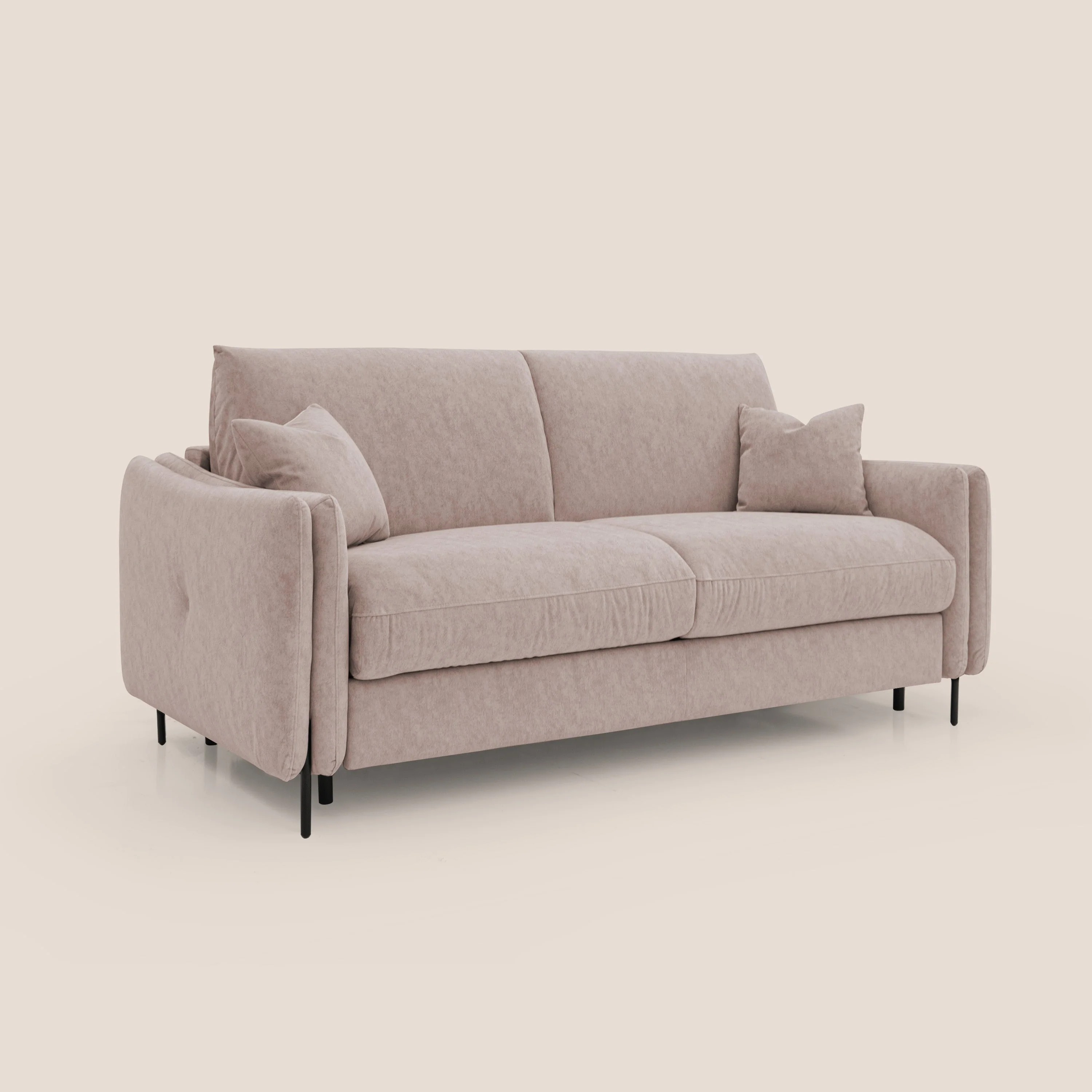 Gregory Canapé convertible avec matelas H18 cm en microfibre effet velours imperméable T09 rose - Image 4