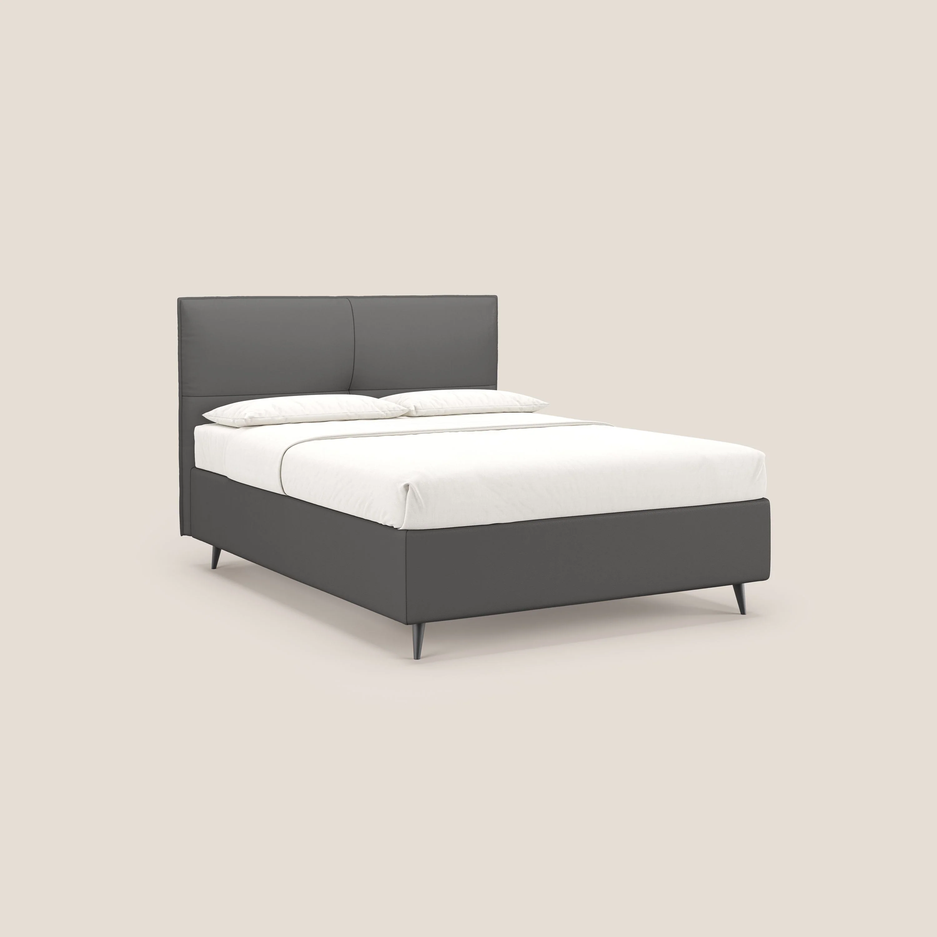 Greta lit coffre aux dimensions SLIM avec tête de lit matelassée en similicuir imperméable T04 anthracite