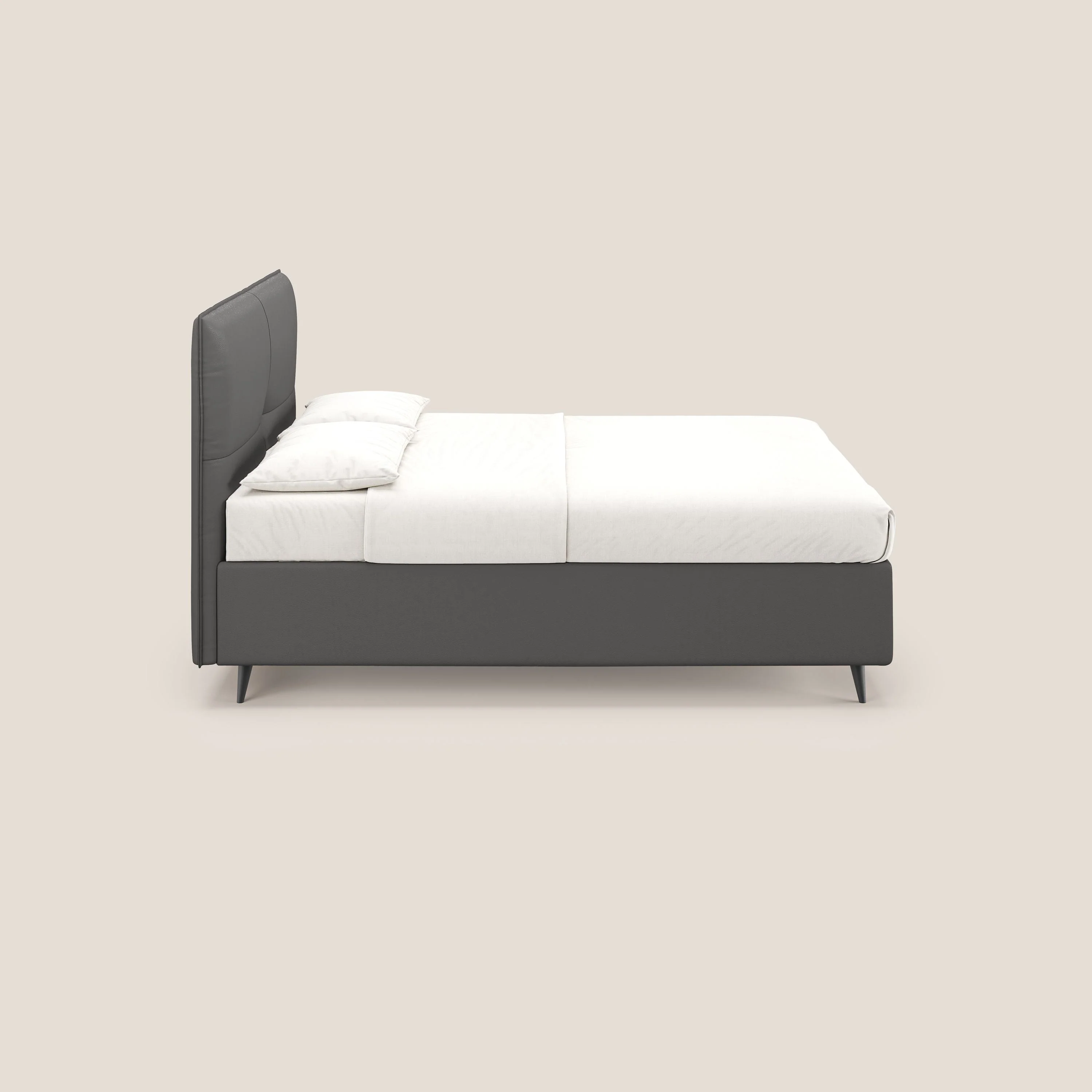 Greta lit coffre aux dimensions SLIM avec tête de lit matelassée en similicuir imperméable T04 anthracite - Image 4
