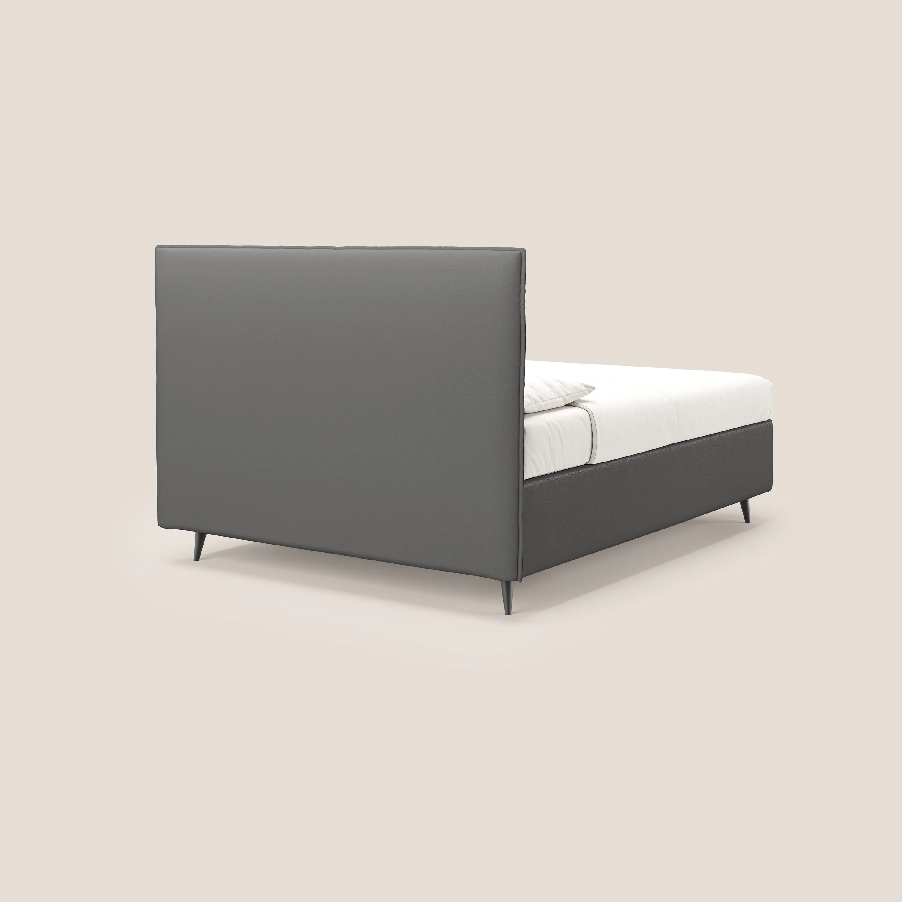 Greta lit coffre aux dimensions SLIM avec tête de lit matelassée en similicuir imperméable T04 anthracite - Image 5