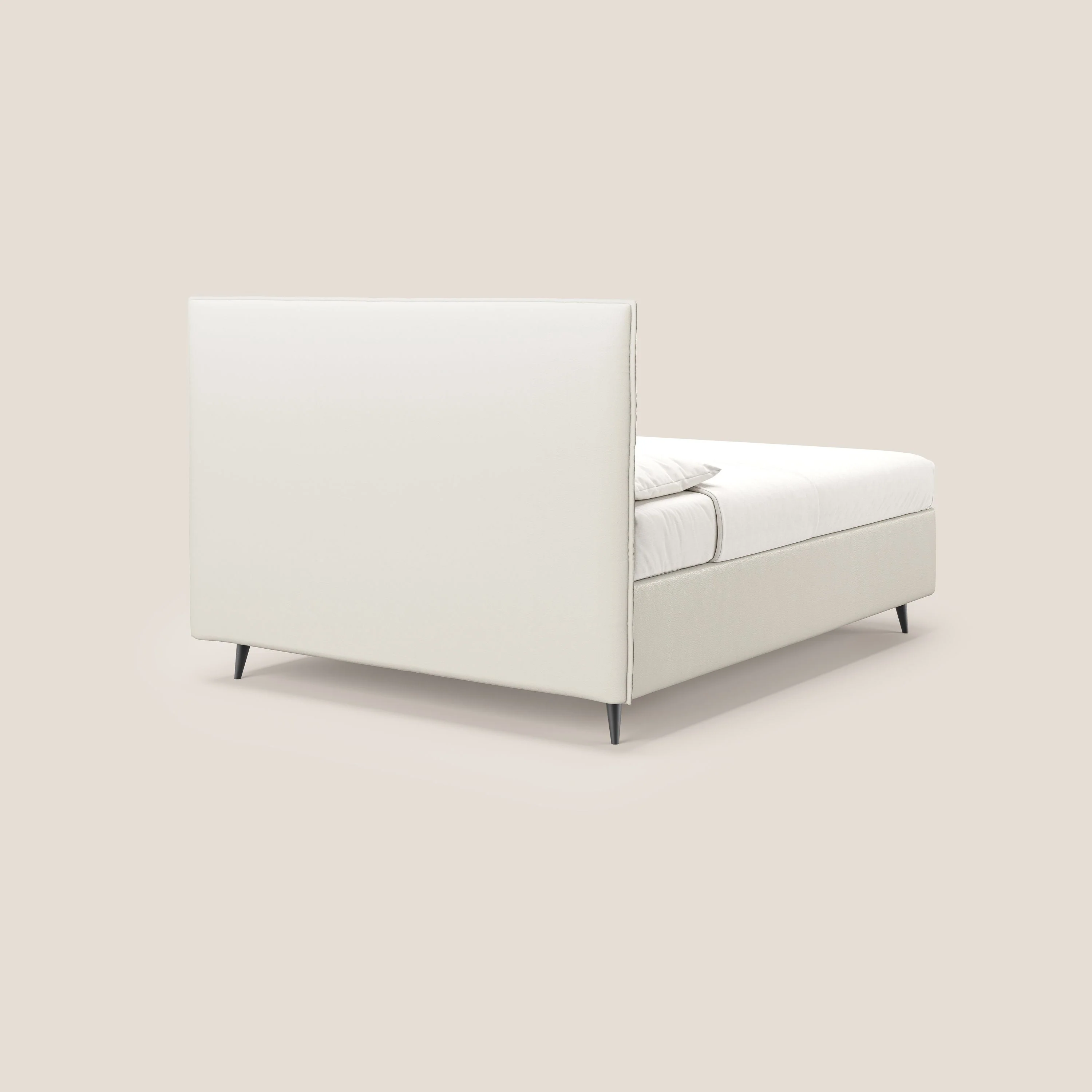 Greta lit coffre aux dimensions SLIM avec tête de lit matelassée en similicuir imperméable T04 blanc - Image 5