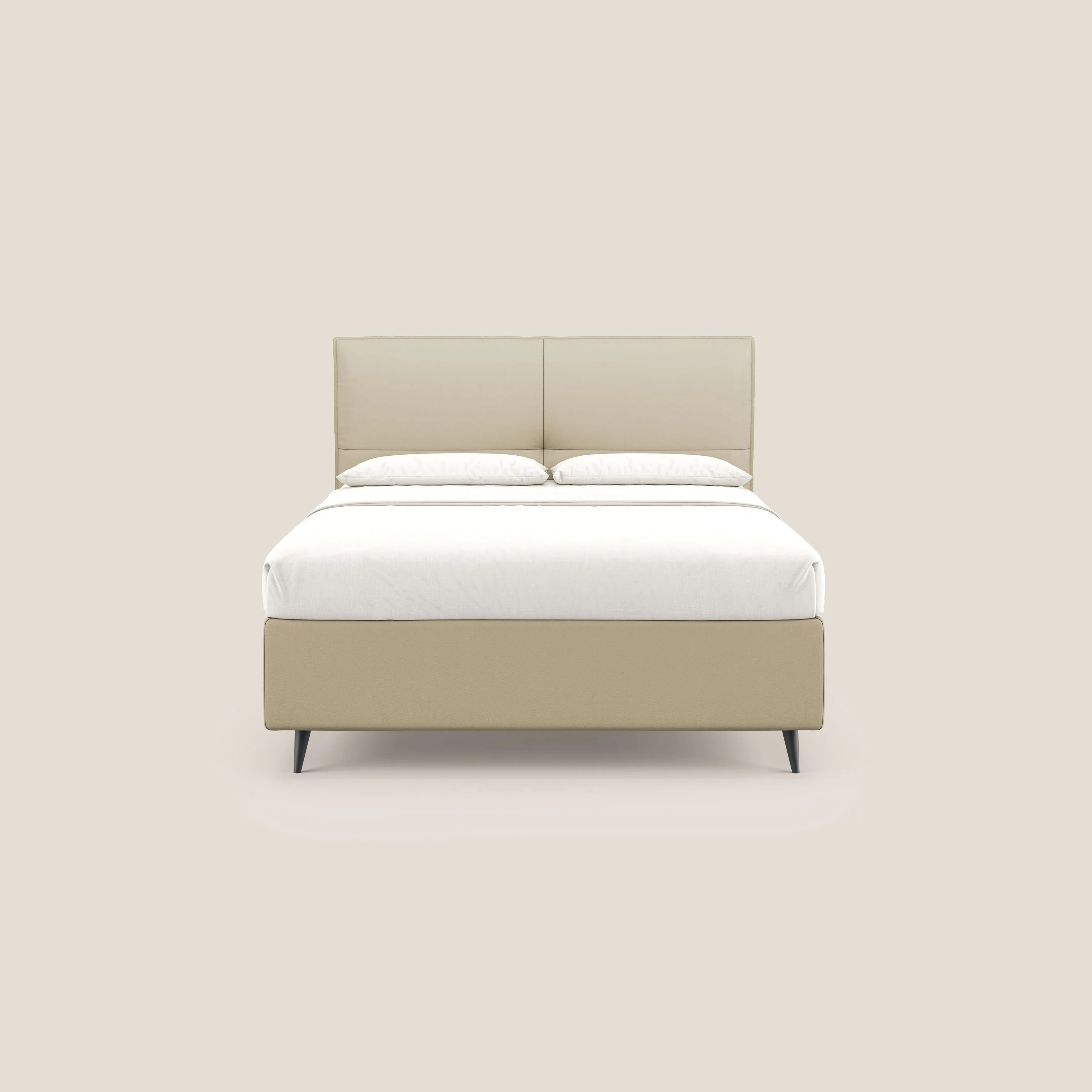 Greta lit coffre aux dimensions SLIM avec tête de lit matelassée en similicuir imperméable T04 crème - Image 3