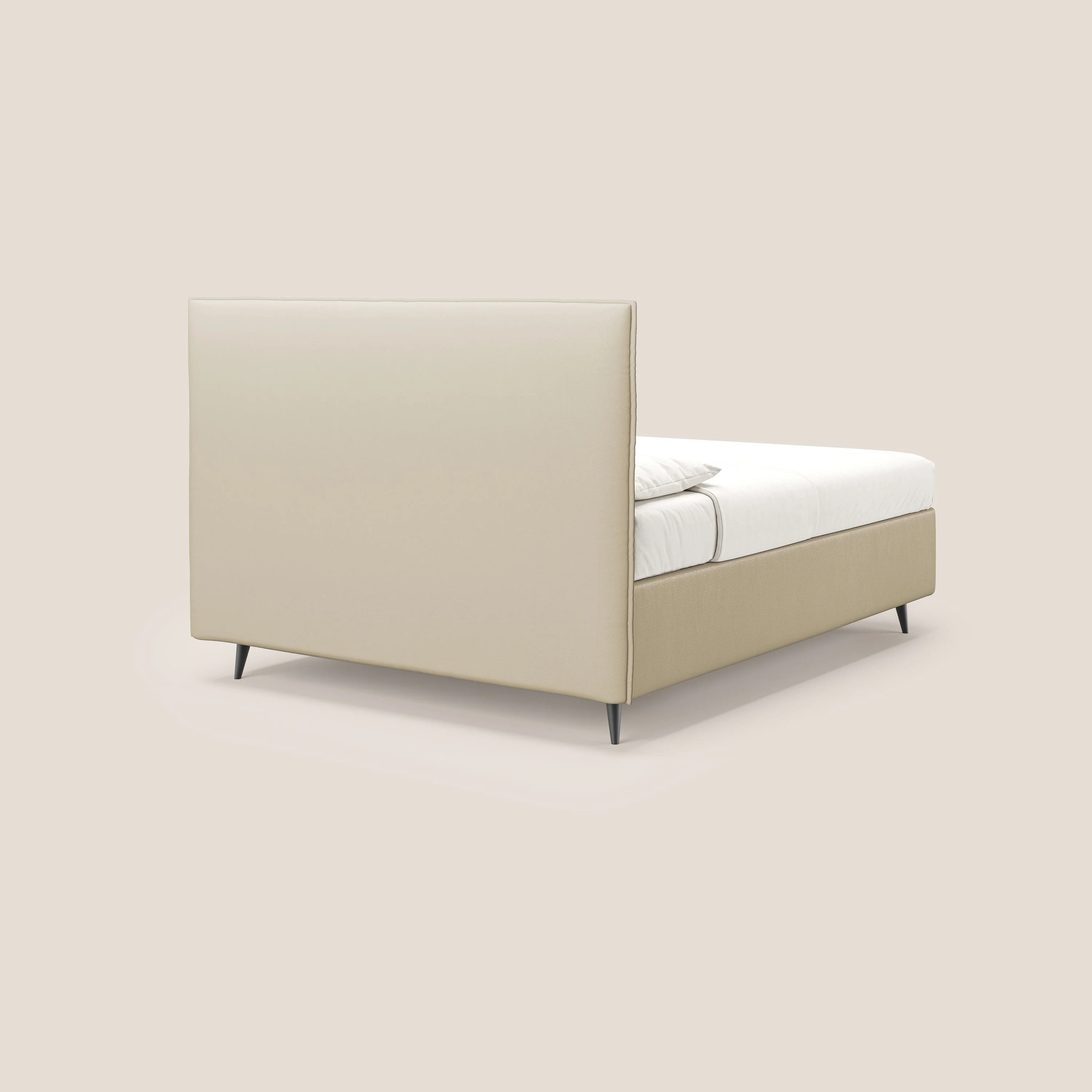 Greta lit coffre aux dimensions SLIM avec tête de lit matelassée en similicuir imperméable T04 crème - Image 5
