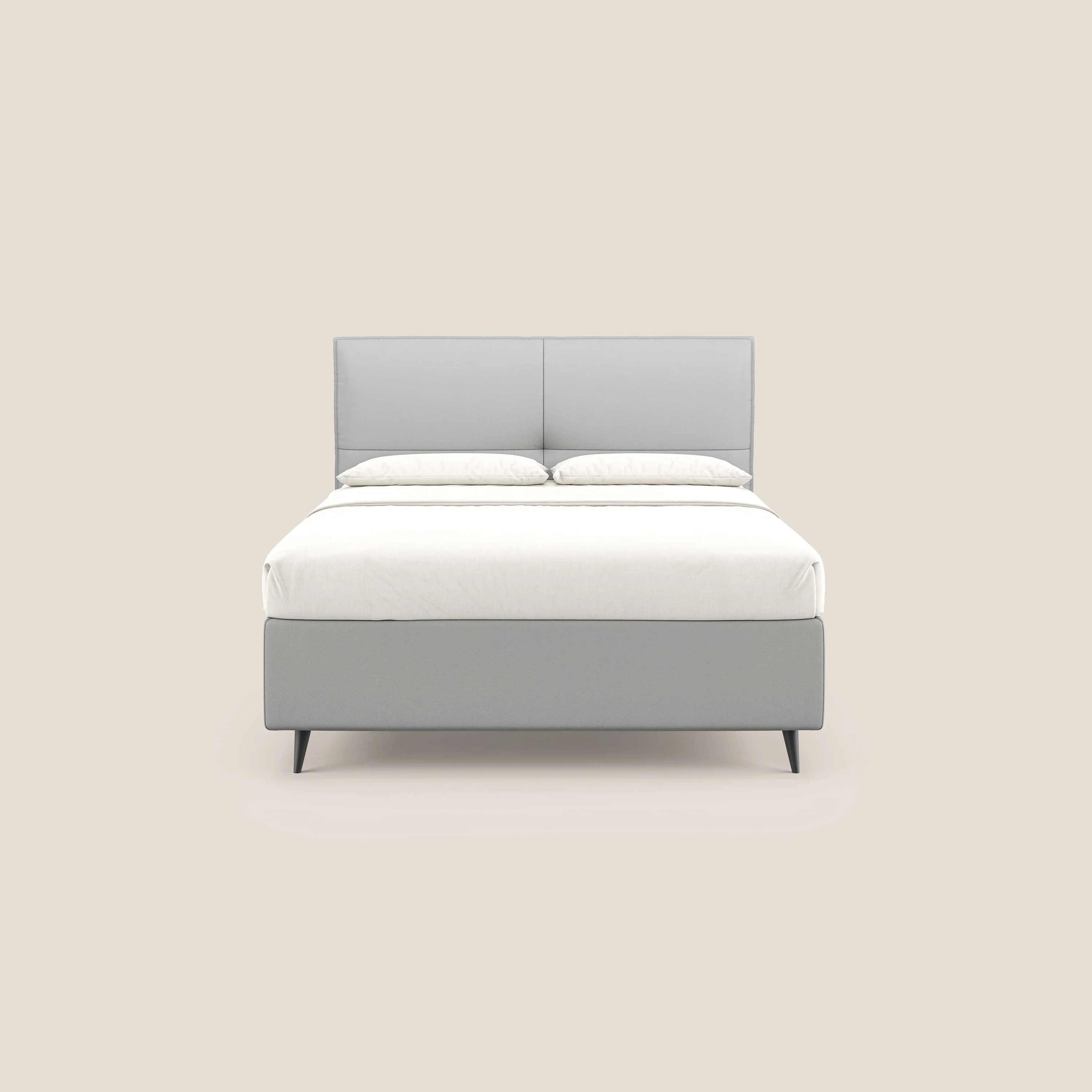 Greta lit coffre aux dimensions SLIM avec tête de lit matelassée en similicuir imperméable T04 gris clair - Image 3