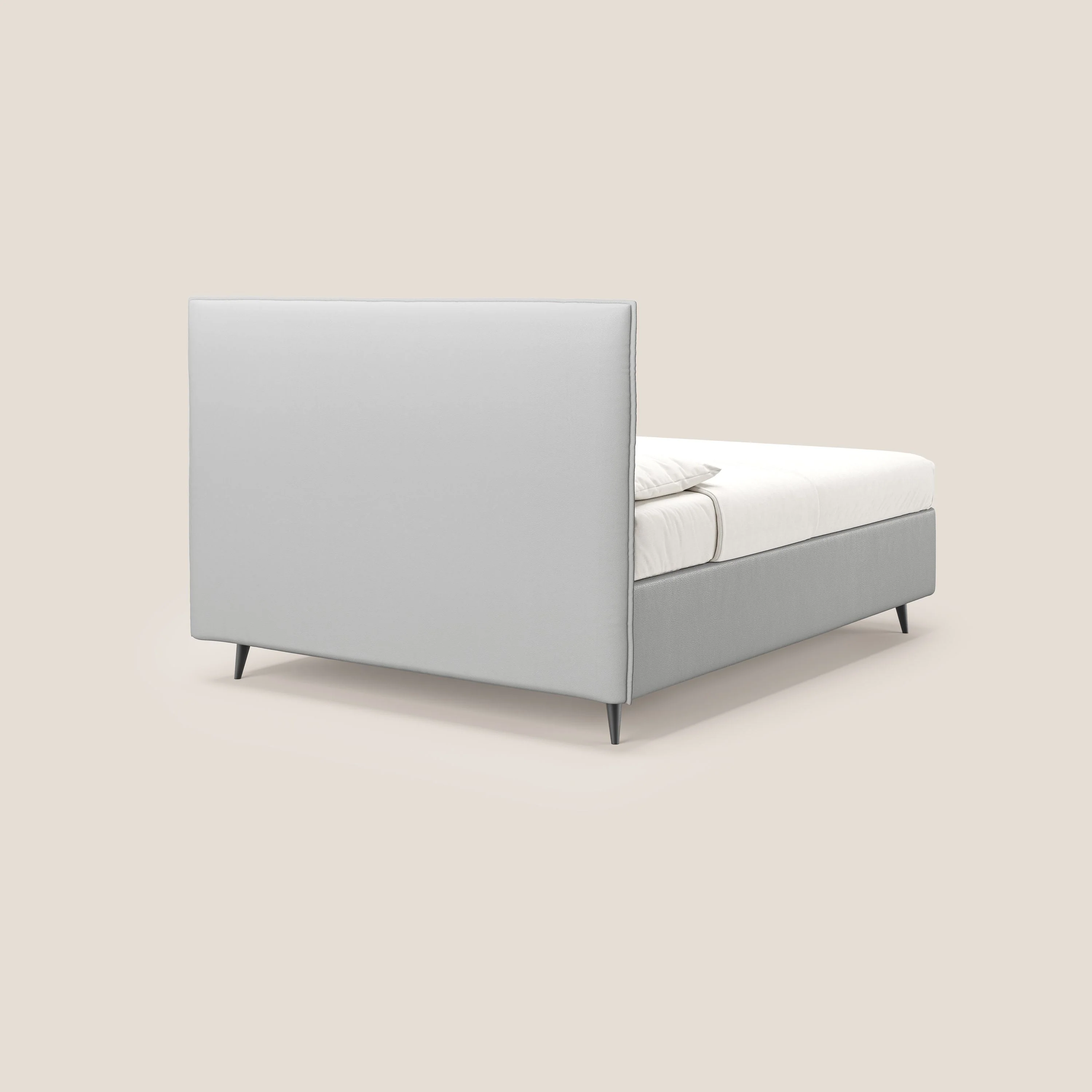 Greta lit coffre aux dimensions SLIM avec tête de lit matelassée en similicuir imperméable T04 gris clair - Image 5
