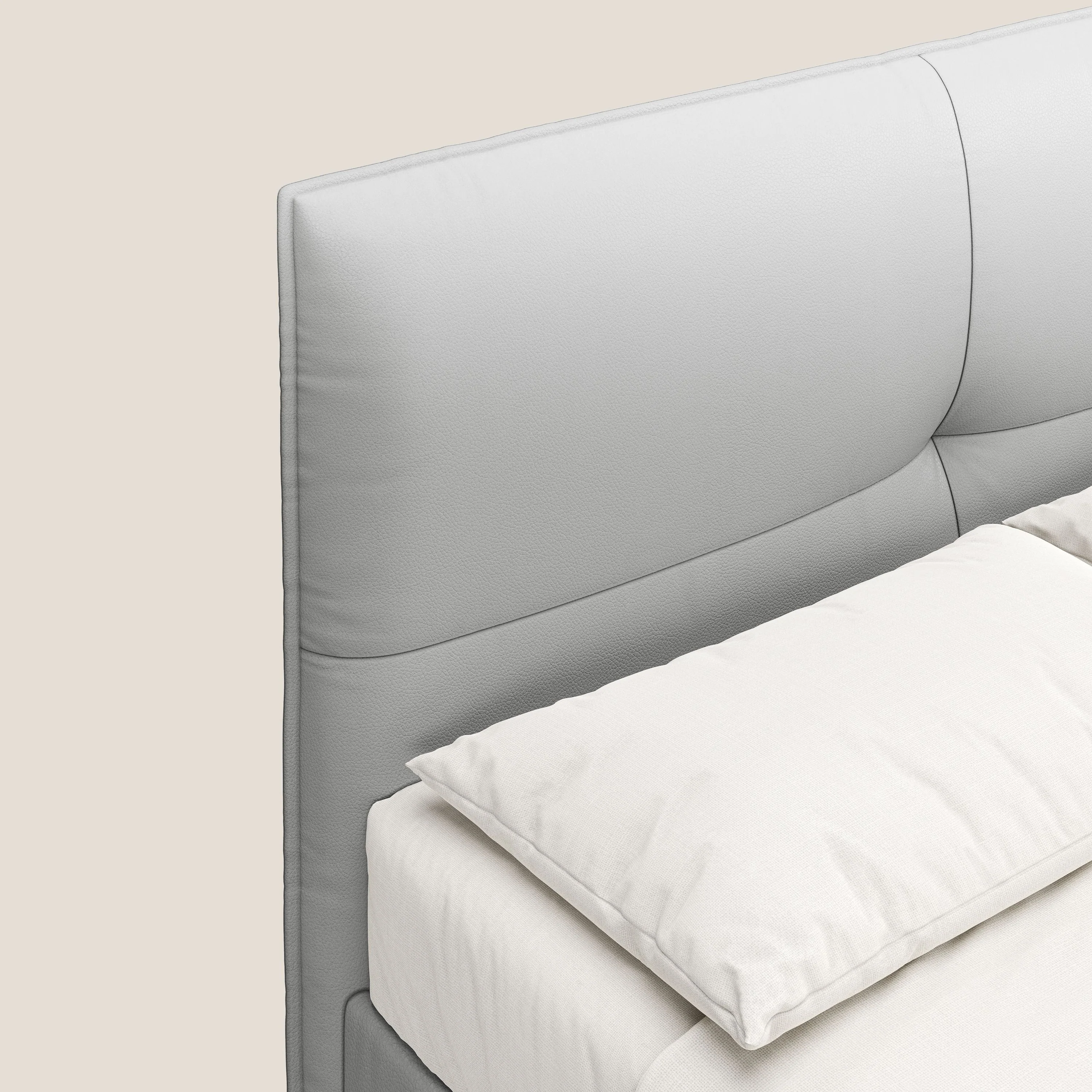 Greta lit coffre aux dimensions SLIM avec tête de lit matelassée en similicuir imperméable T04 gris clair - Image 6