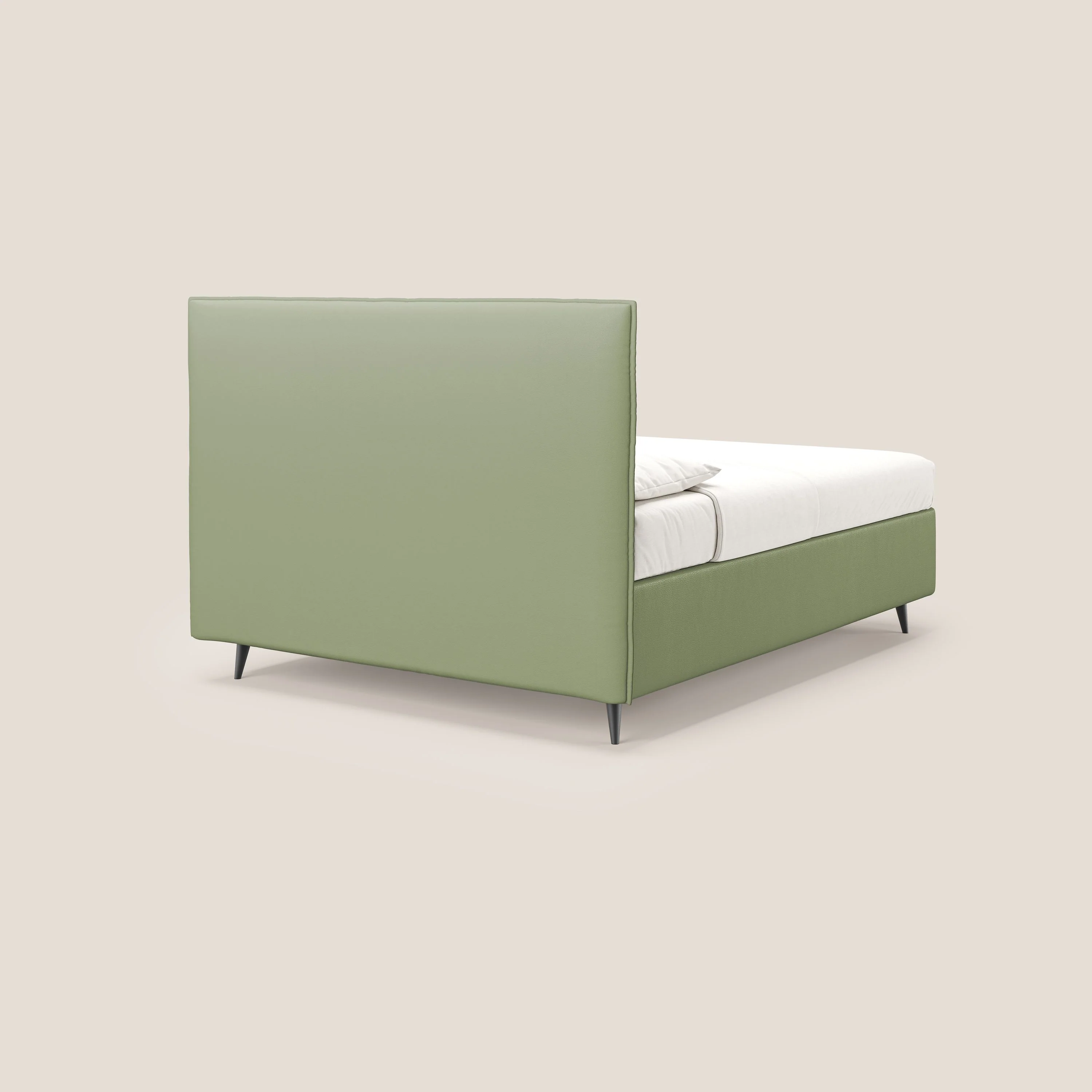 Greta lit coffre aux dimensions SLIM avec tĂȘte de lit matelassĂ©e en similicuir impermĂ©able T04 vert - Image 5