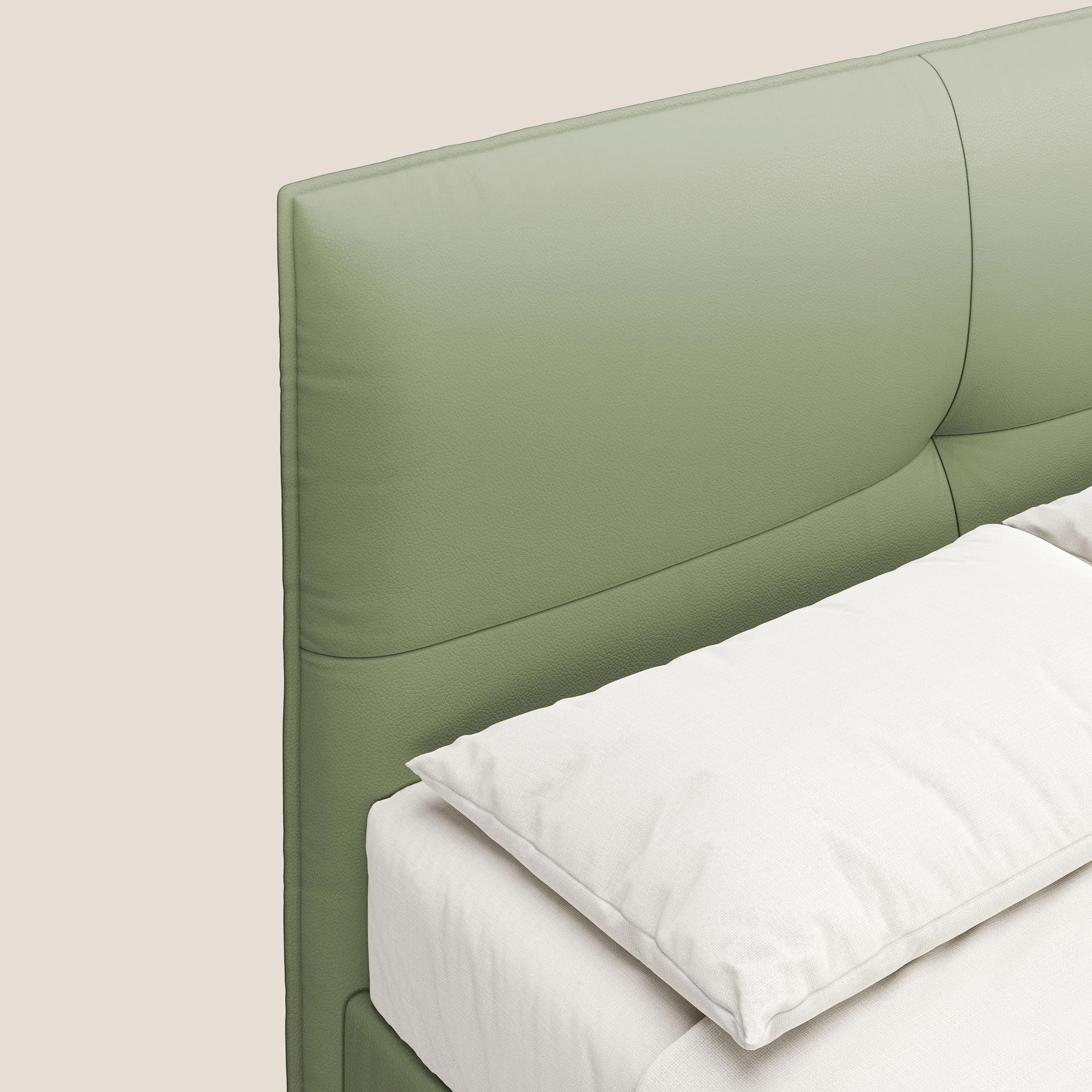 Greta lit coffre aux dimensions SLIM avec tĂȘte de lit matelassĂ©e en similicuir impermĂ©able T04 vert - Image 6