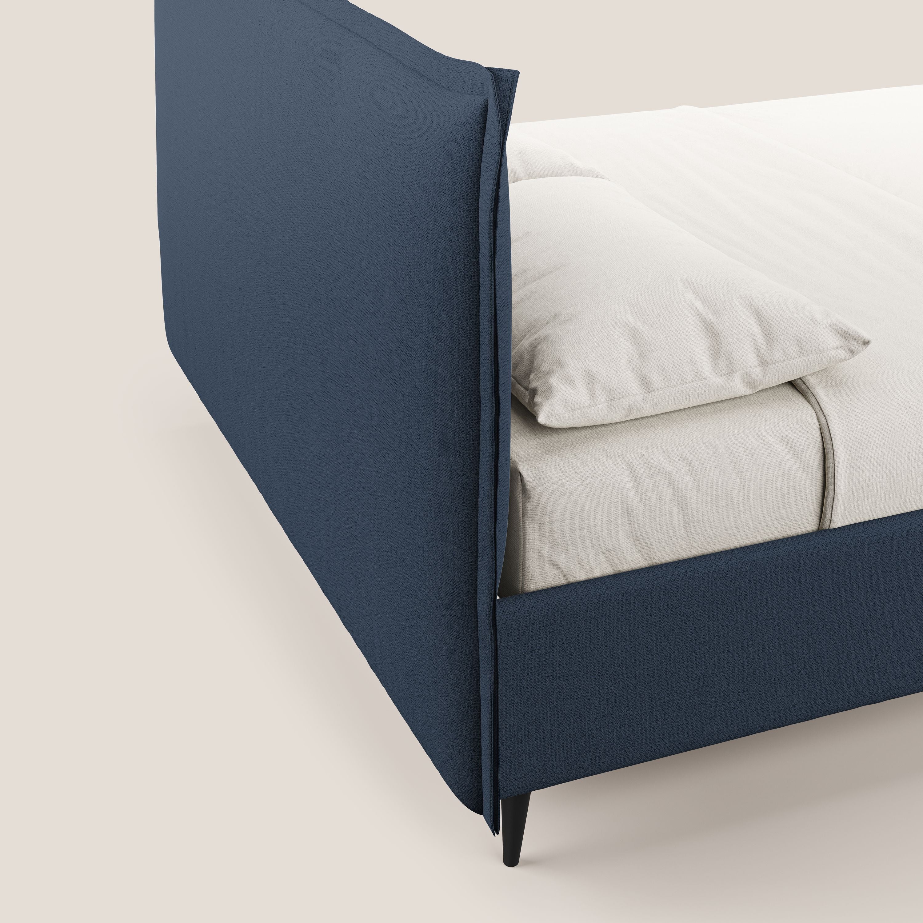 Hans lit rembourré avec coffre au style minimaliste en tissu imperméable T19 bleu - Image 7