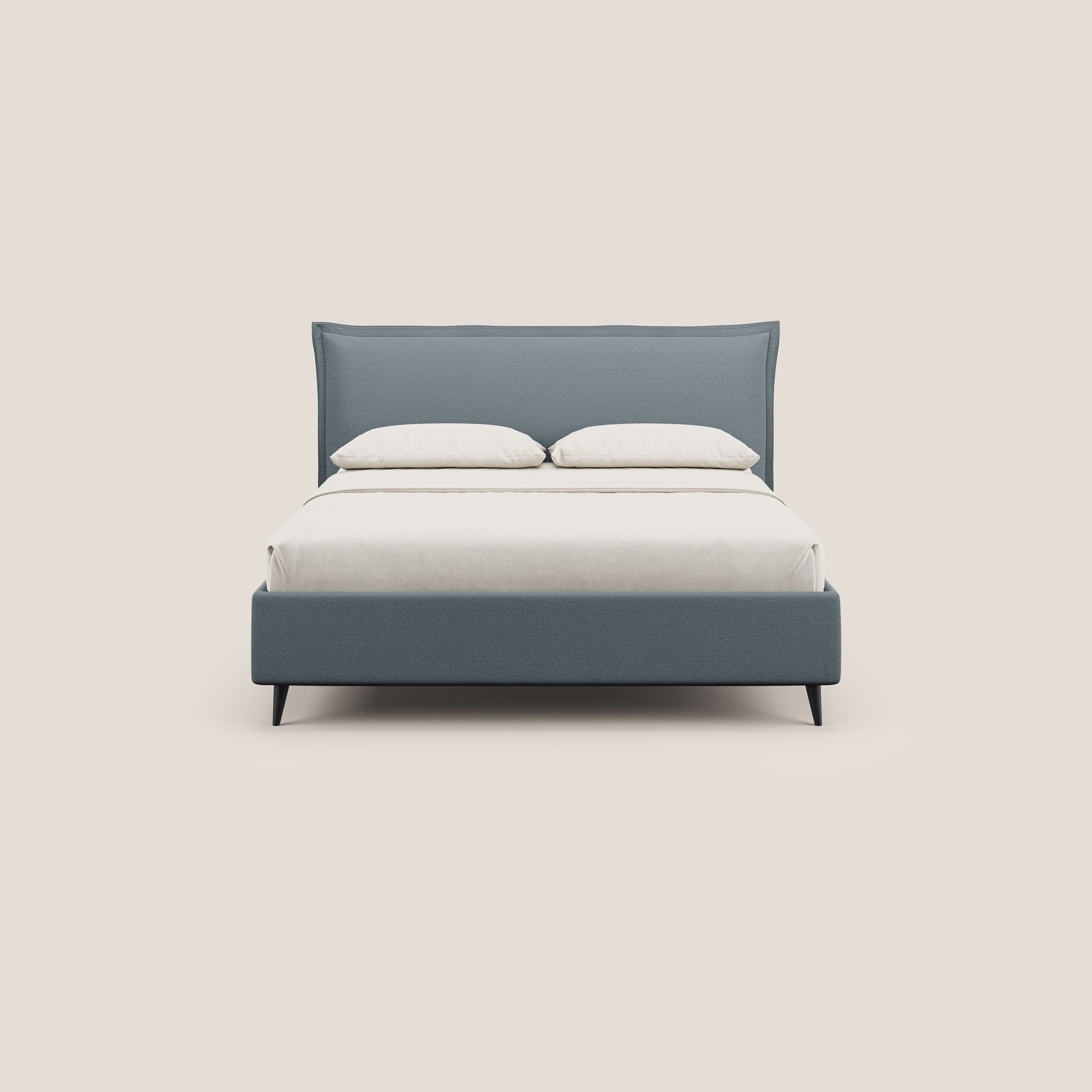 Hans lit rembourré avec coffre au style minimaliste en tissu imperméable T19 bleu gris - Image 4