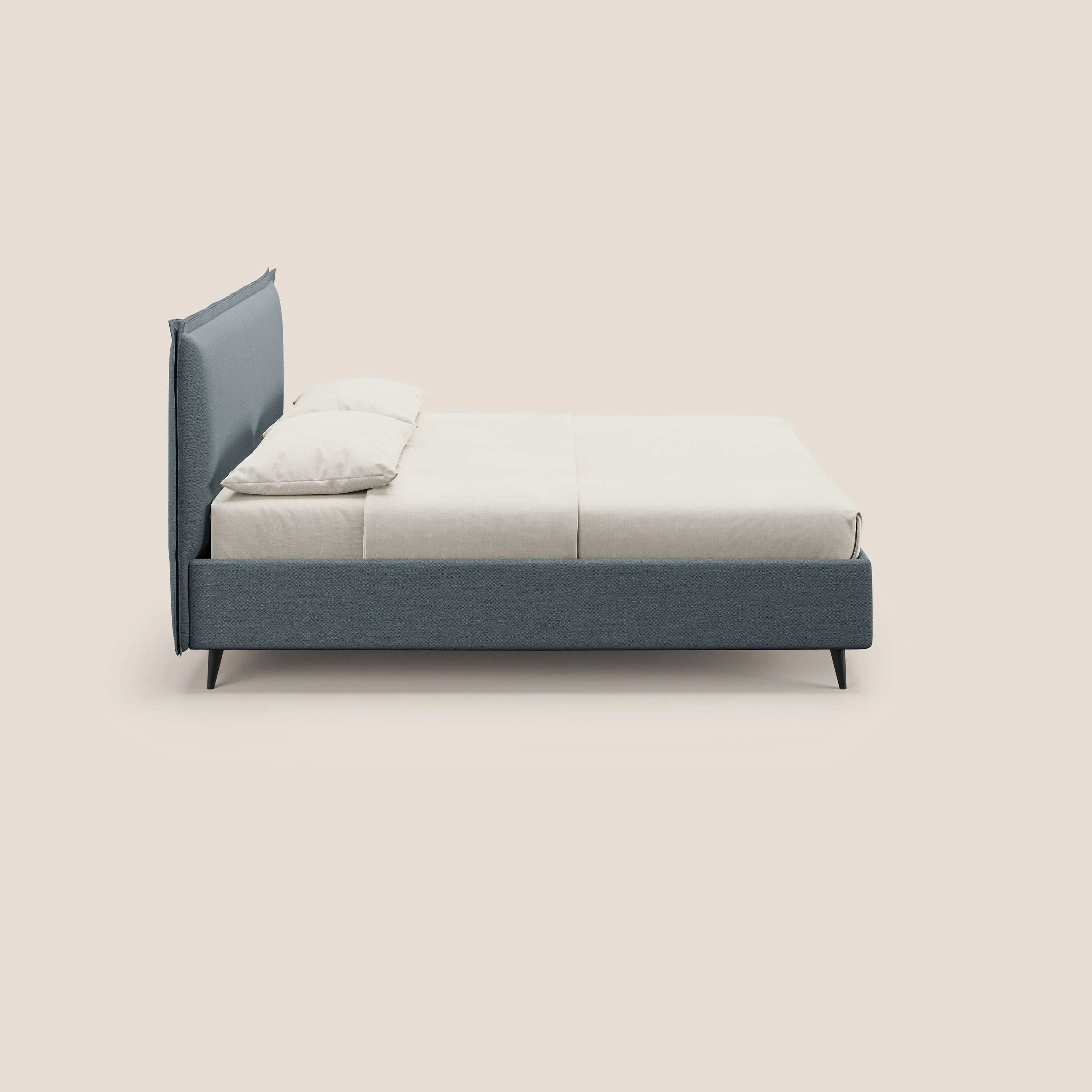 Hans lit rembourré avec coffre au style minimaliste en tissu imperméable T19 bleu gris - Image 7