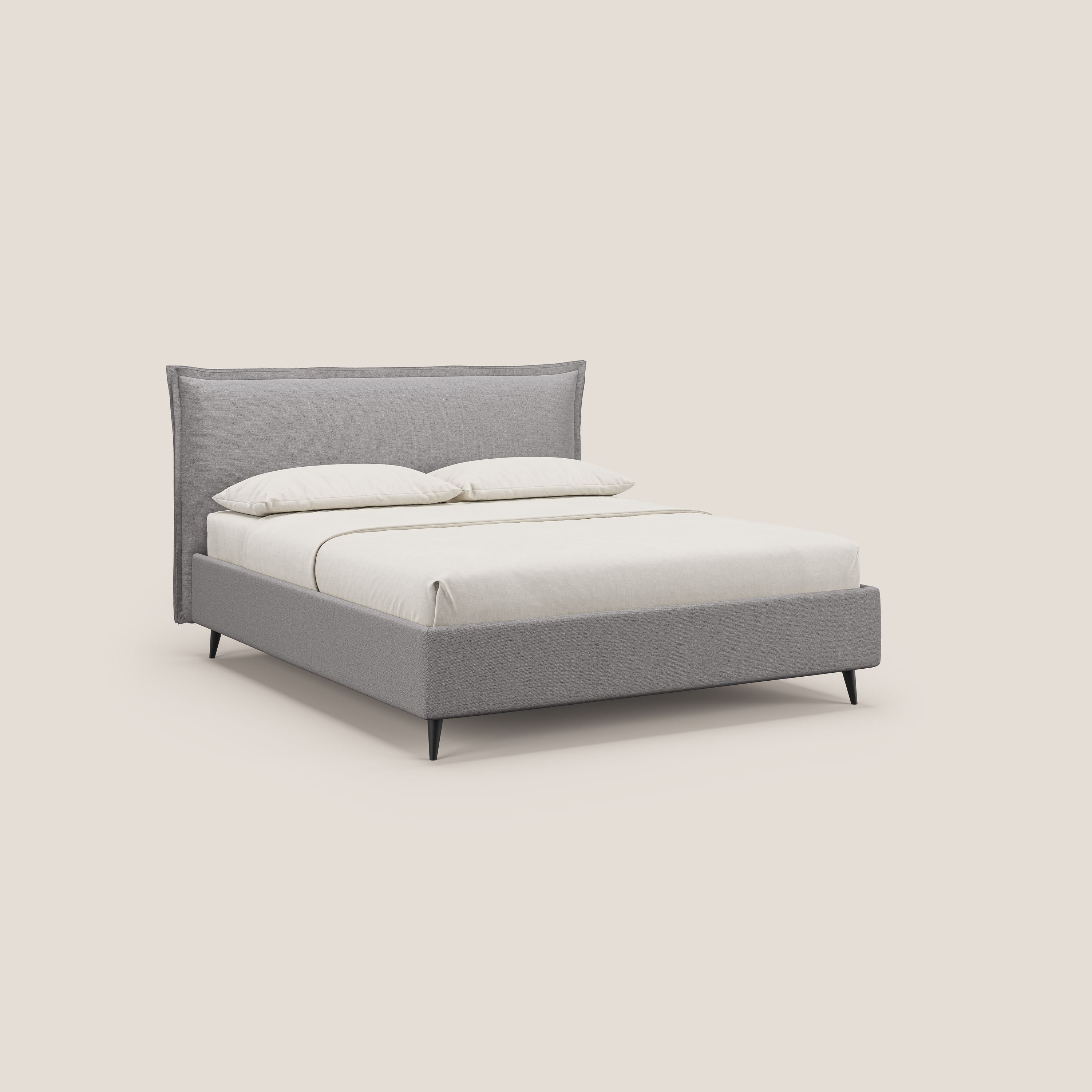 Hans lit rembourré avec coffre au style minimaliste en tissu imperméable T19 gris