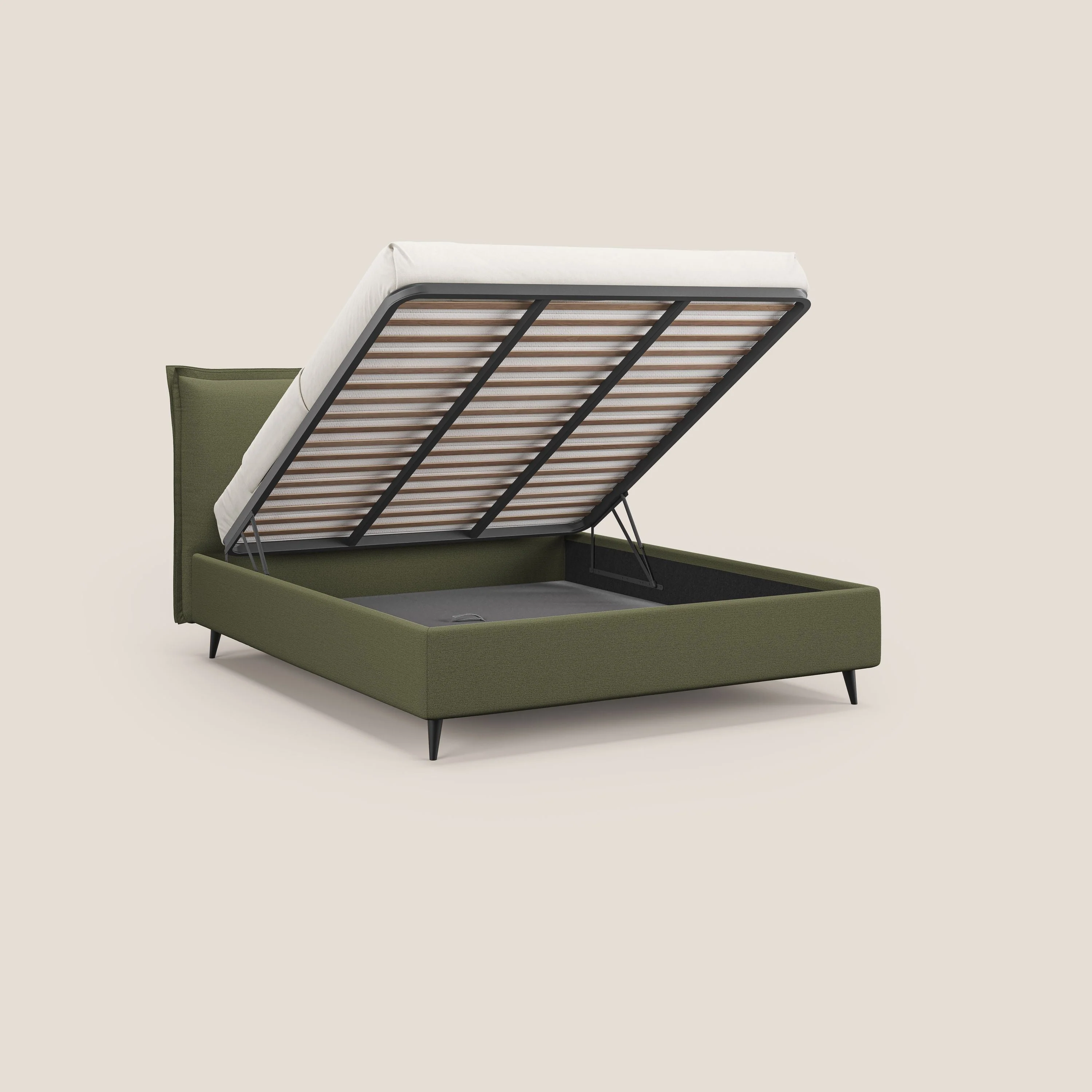 Hans lit rembourré avec coffre au style minimaliste en tissu imperméable T19 vert - Image 2