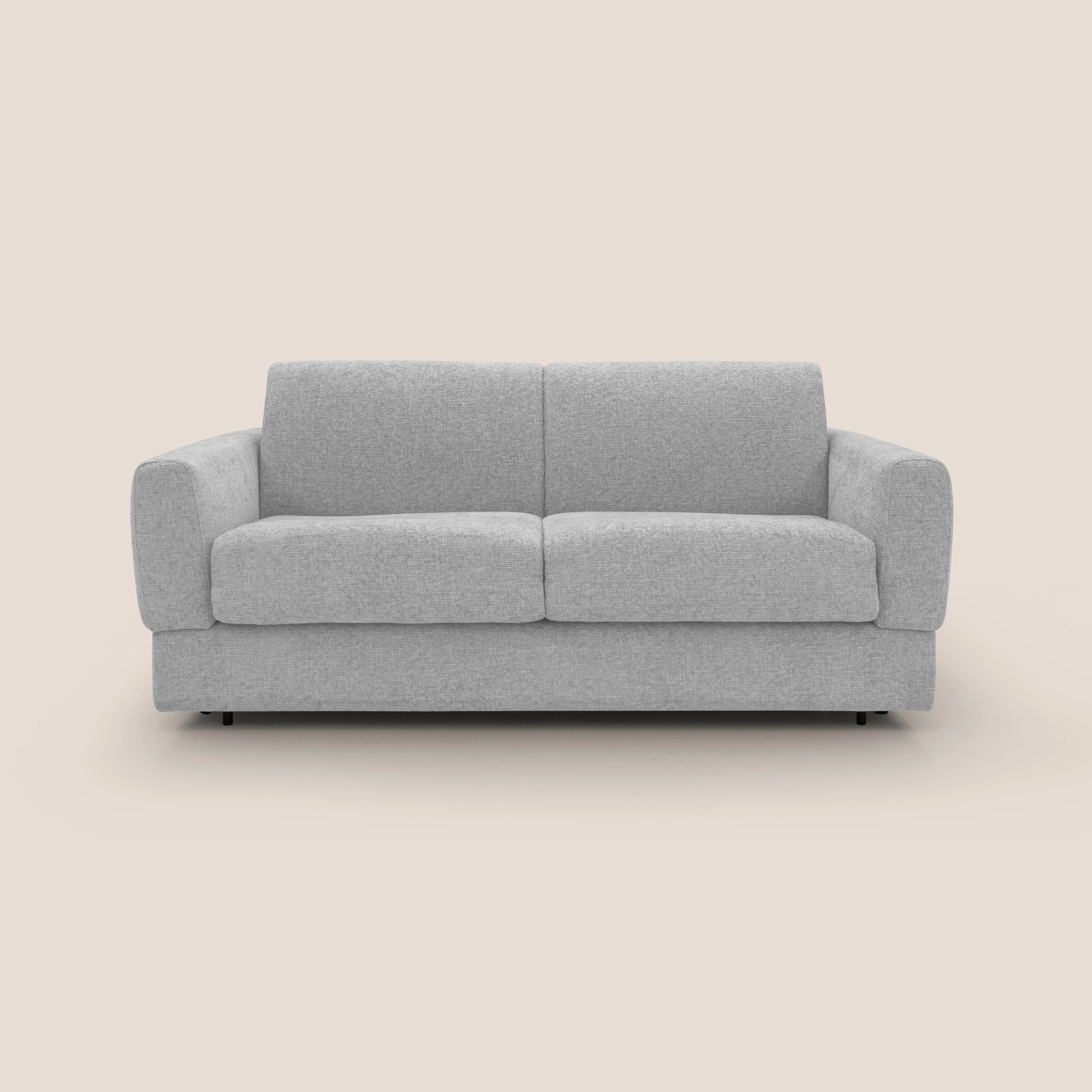 Happy Canapé convertible avec matelas H18 cm en tissu imperméable T10 gris clair