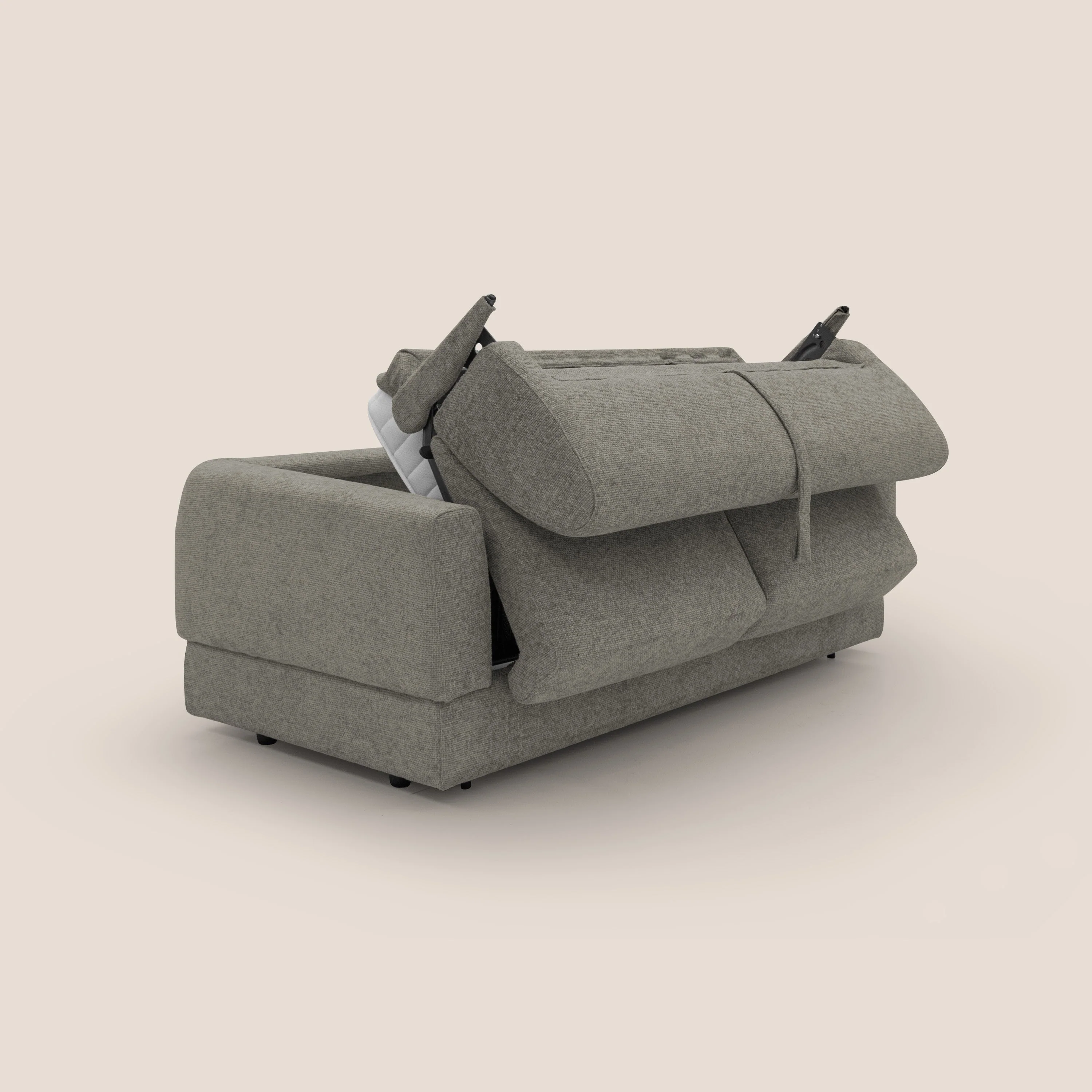 Happy Canapé convertible avec matelas H18 cm en tissu imperméable T10 taupe - Image 3