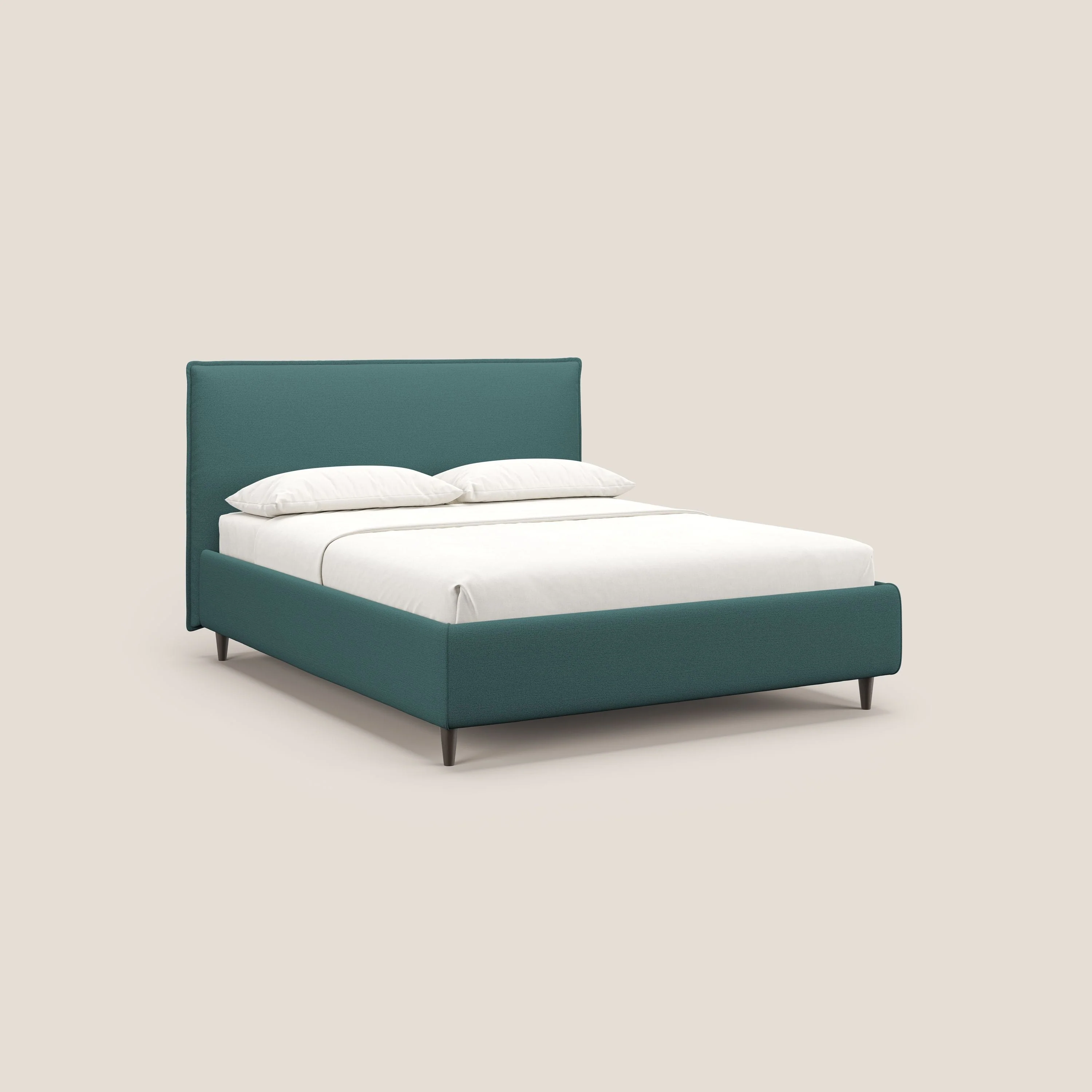 Hunter lit rembourré avec coffre déhoussable en tissu imperméable flammé T19 bleu canard