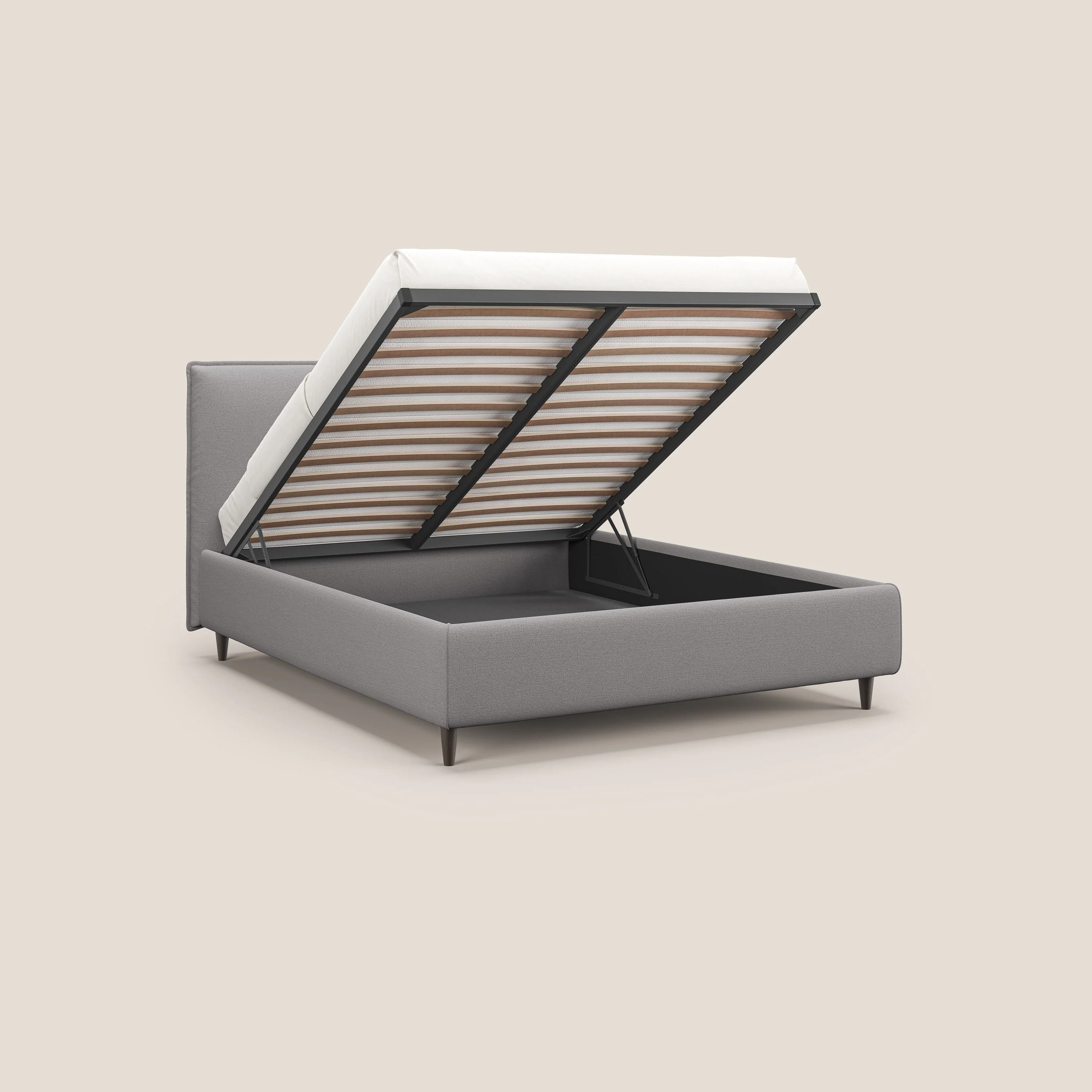 Hunter lit rembourré avec coffre déhoussable en tissu imperméable flammé T19 gris - Image 2