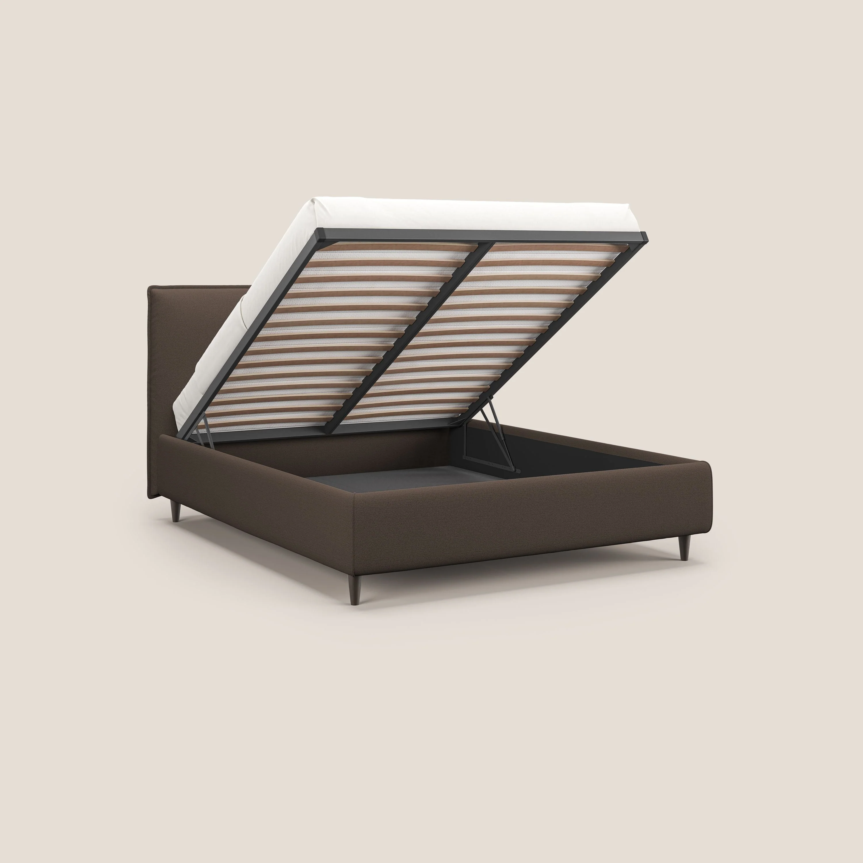 Hunter lit rembourré avec coffre déhoussable en tissu imperméable flammé T19 marron - Image 2