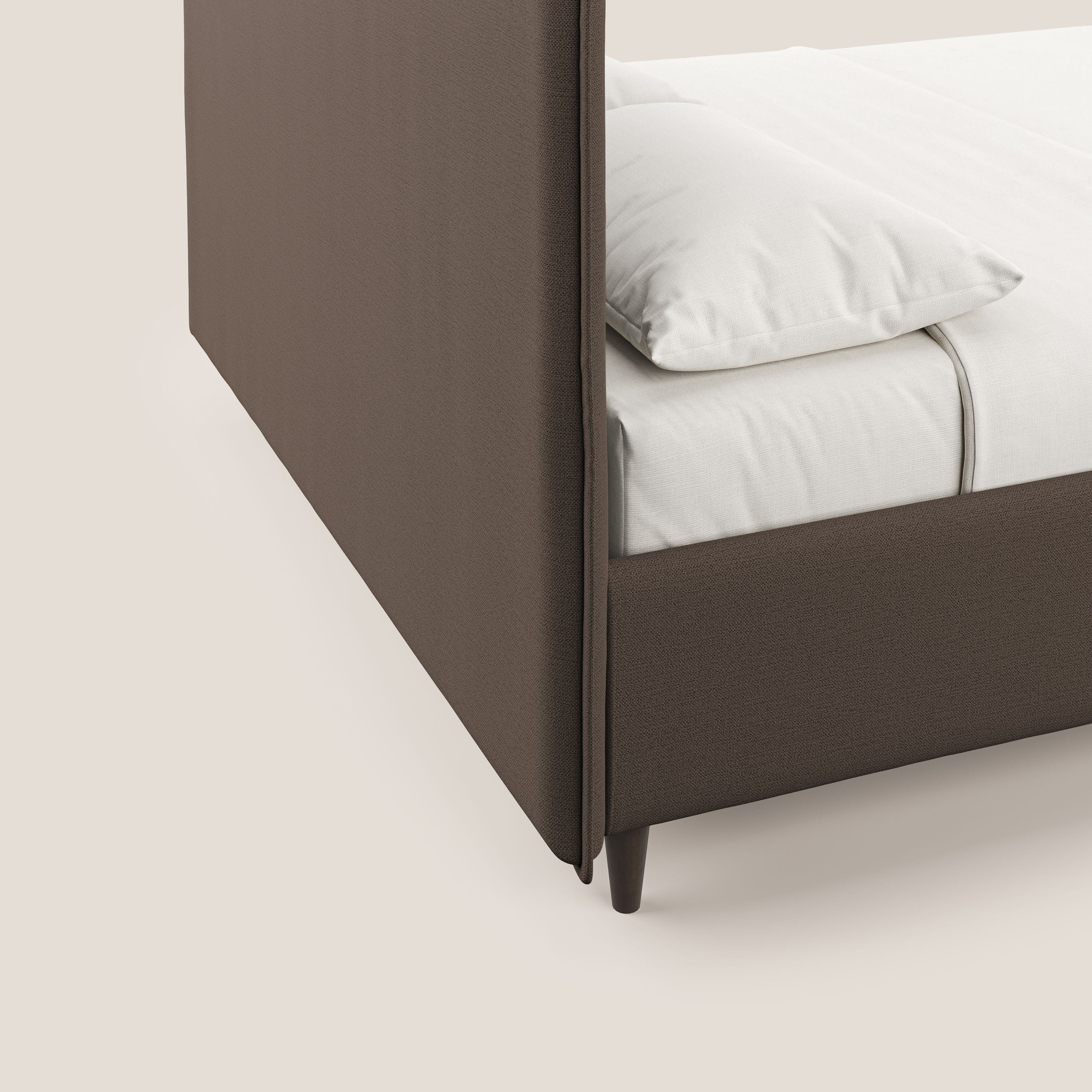 Hunter lit rembourré avec coffre déhoussable en tissu imperméable flammé T19 marron - Image 7