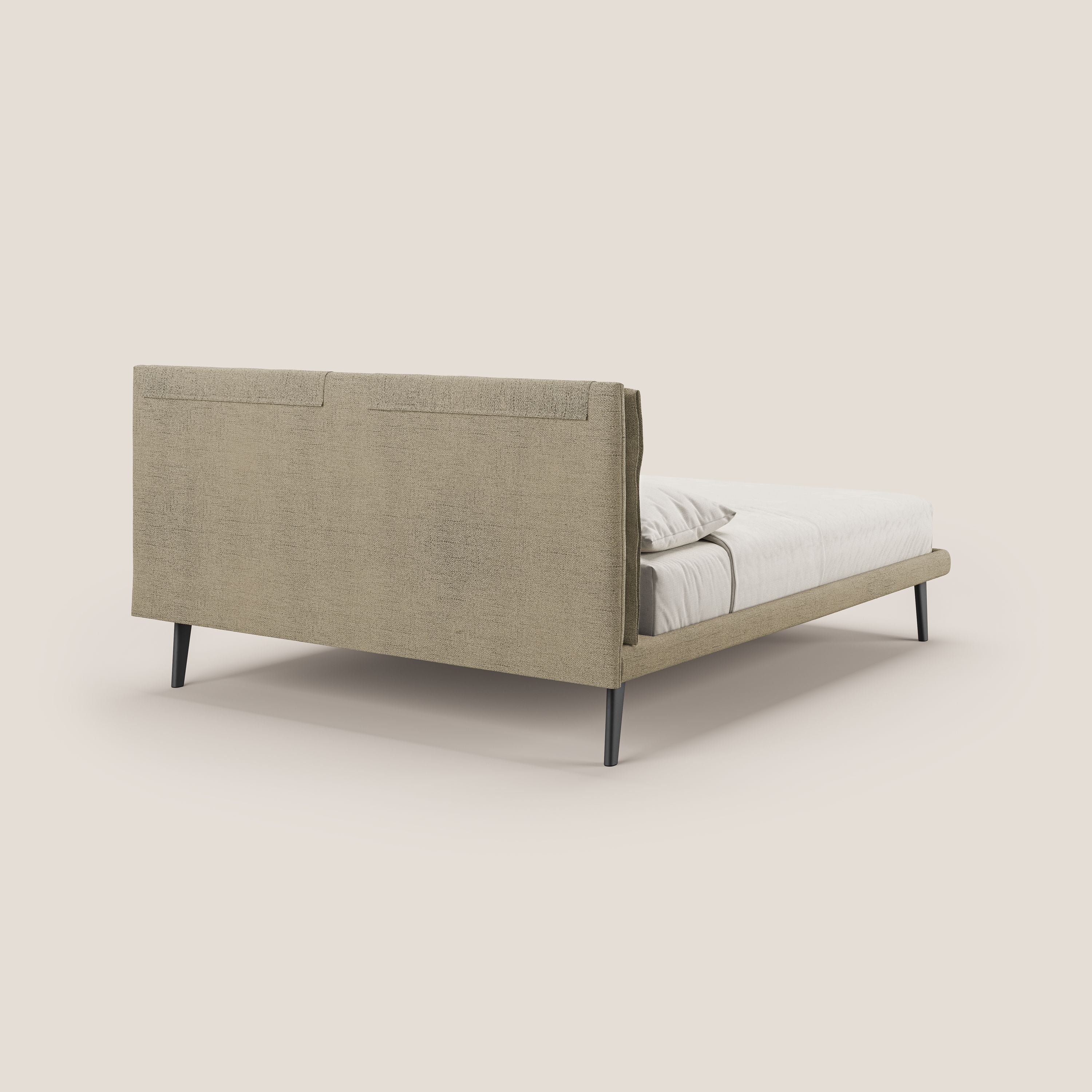 Ibuki lit avec coussins capitonnés réglables et pieds foncés en tissu flammé imperméable T03 beige - Image 5