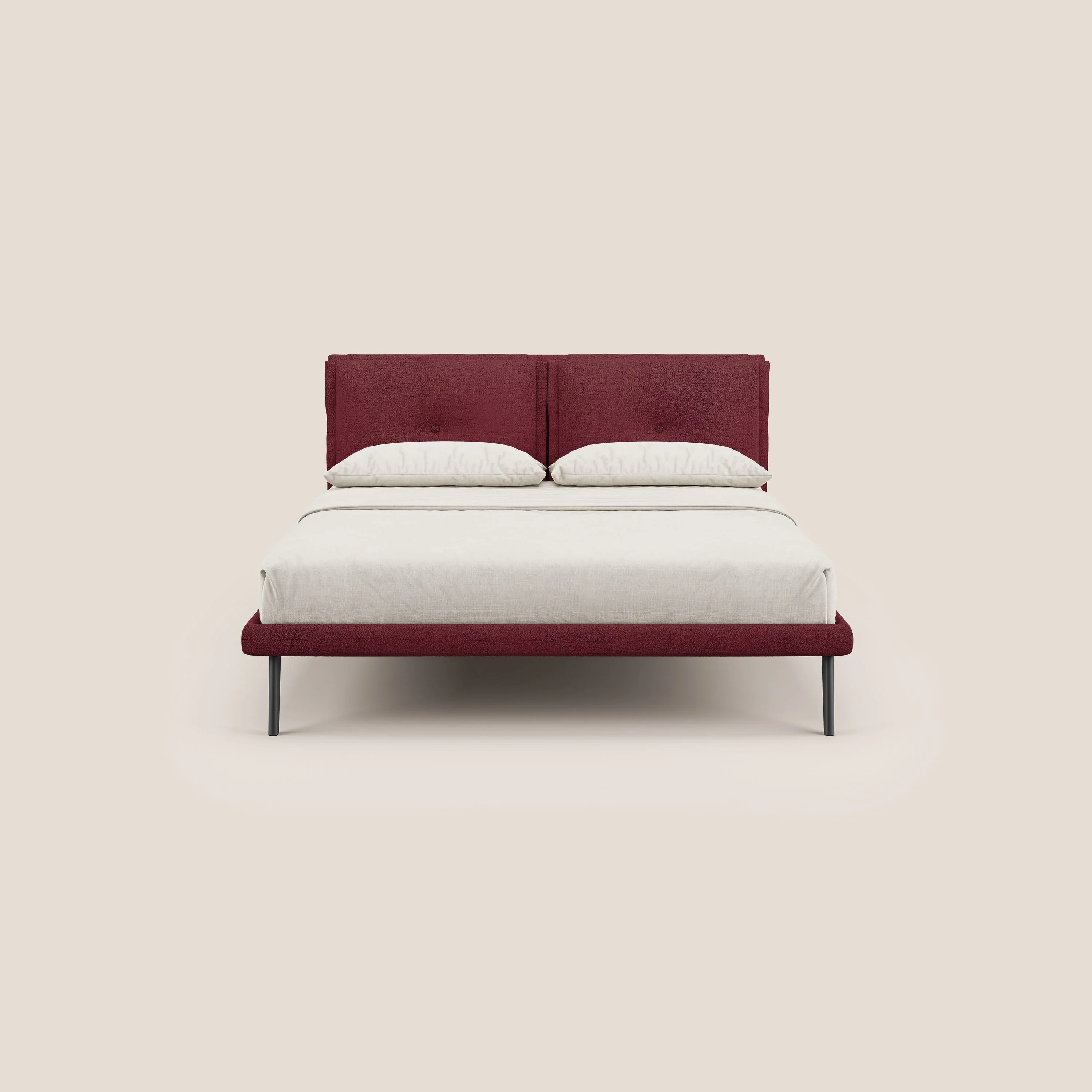 Ibuki lit avec coussins capitonnés réglables et pieds foncés en tissu flammé imperméable T03 rouge - Image 2