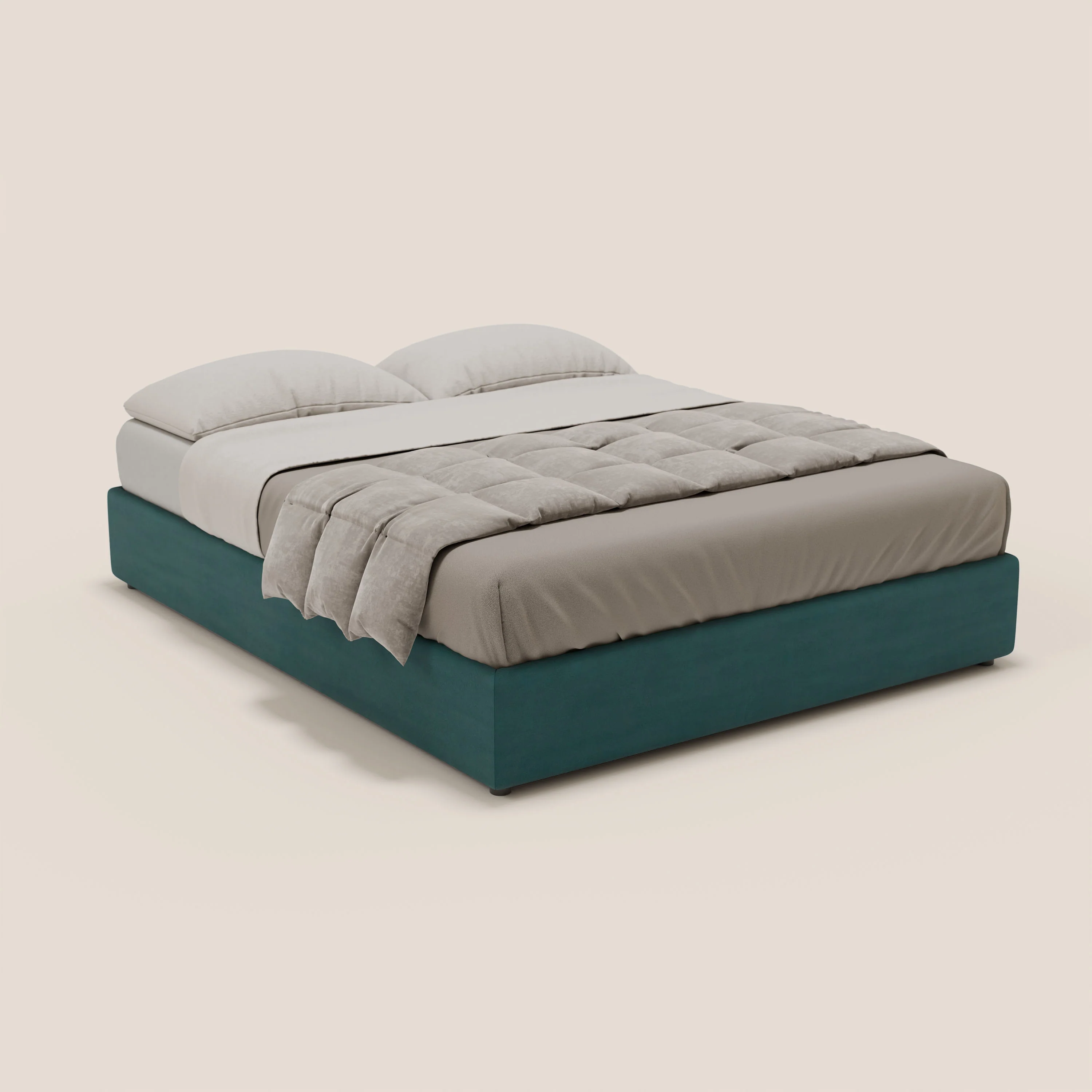 Ina sommier avec ample coffre en microfibre détachable et imperméable T11 bleu canard