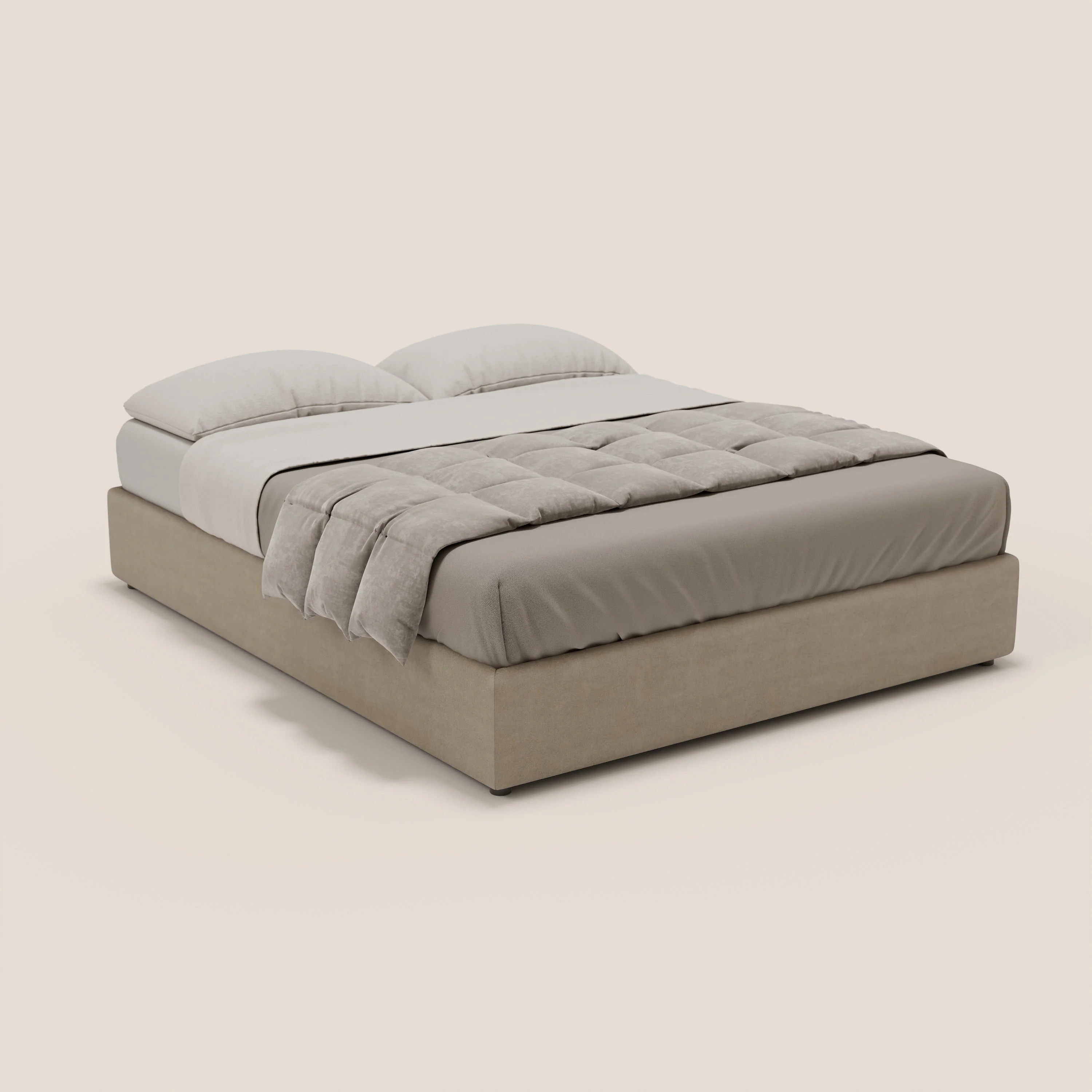 Ina sommier avec ample coffre en microfibre détachable et imperméable T11 Taupe tortora
