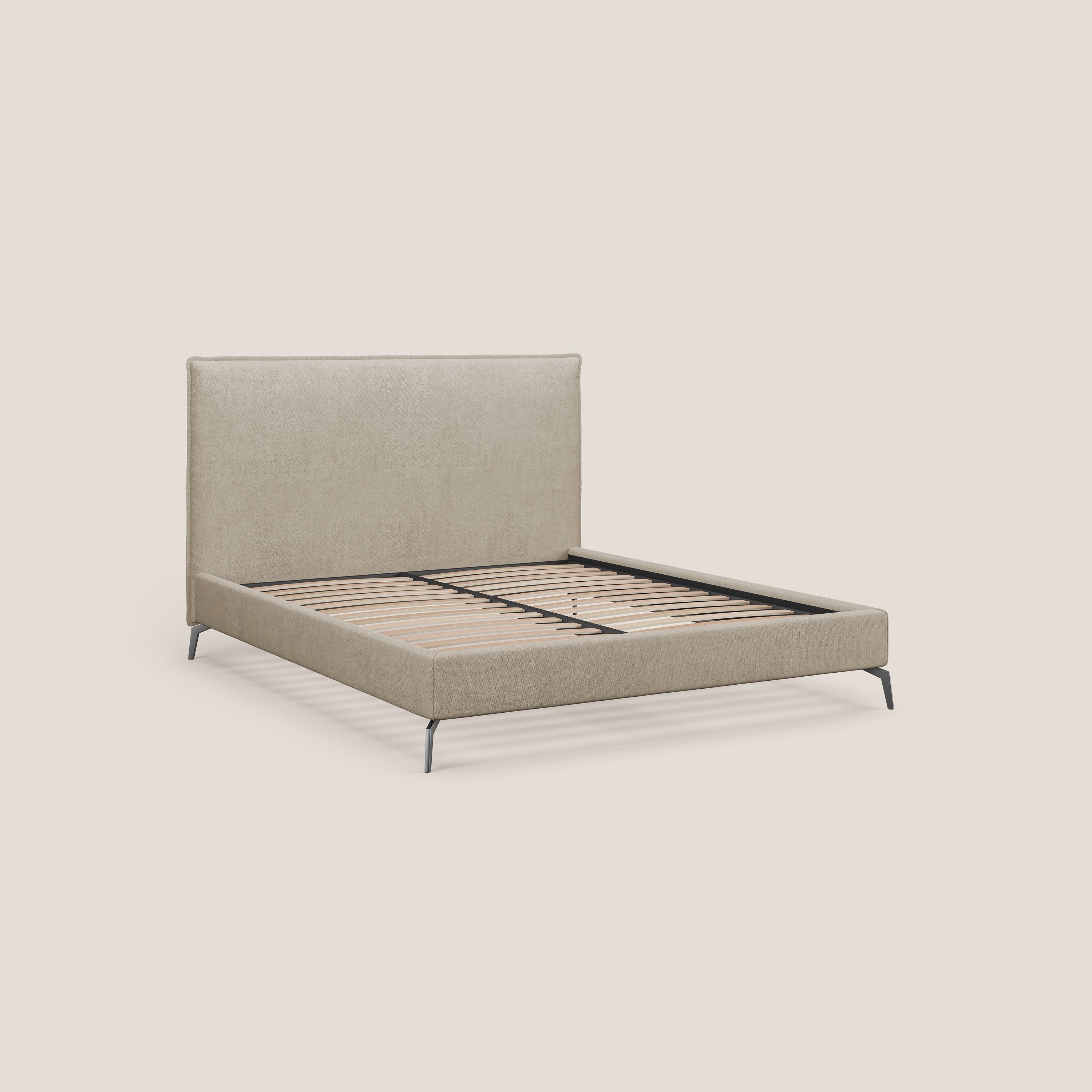 Iris lit rembourré déhoussable avec pieds noirs en tissu imperméable T02 beige - Image 7