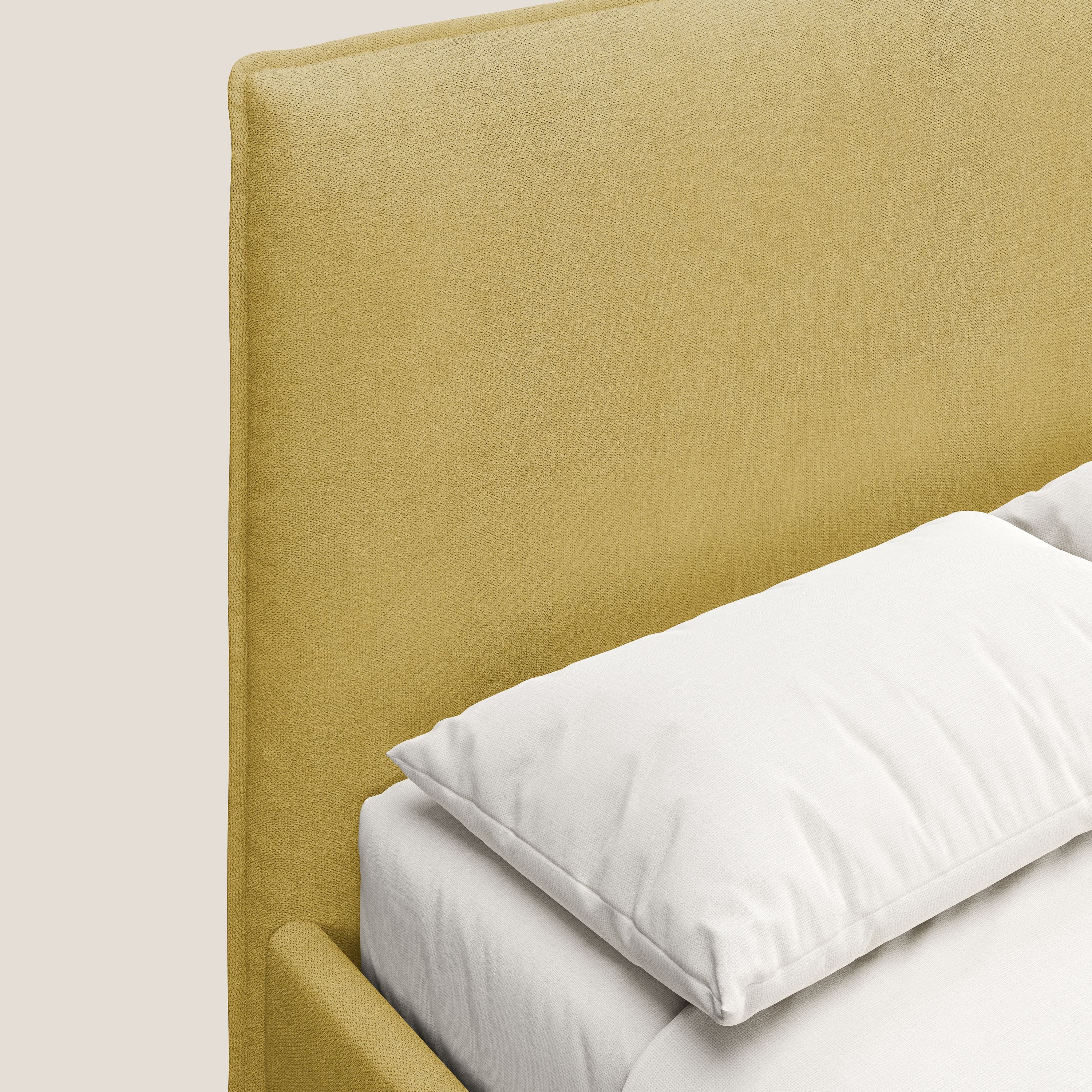 Iris lit rembourré déhoussable avec pieds noirs en tissu imperméable T02 jaune - Image 6