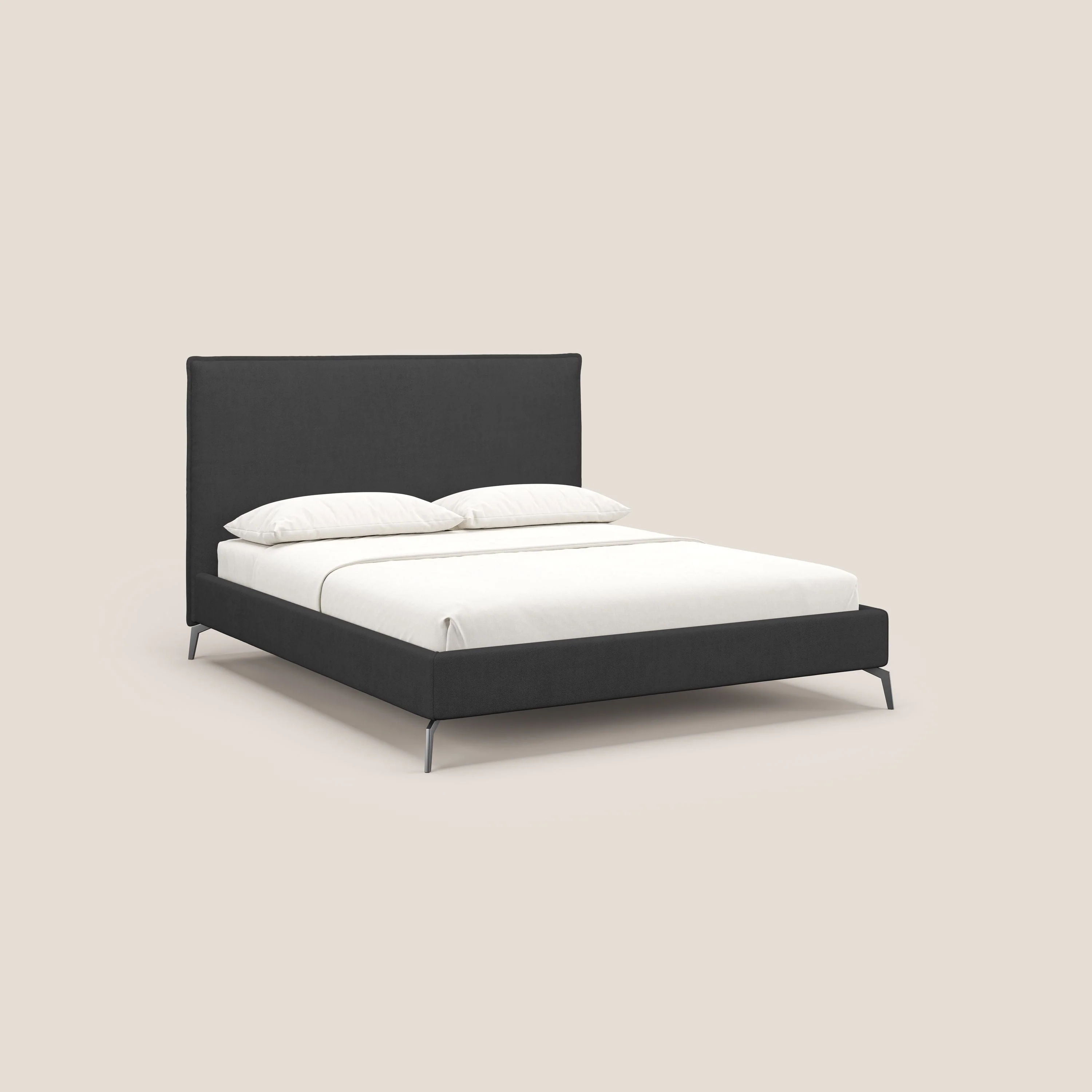 Iris lit rembourré déhoussable avec pieds noirs en tissu imperméable T02 noir
