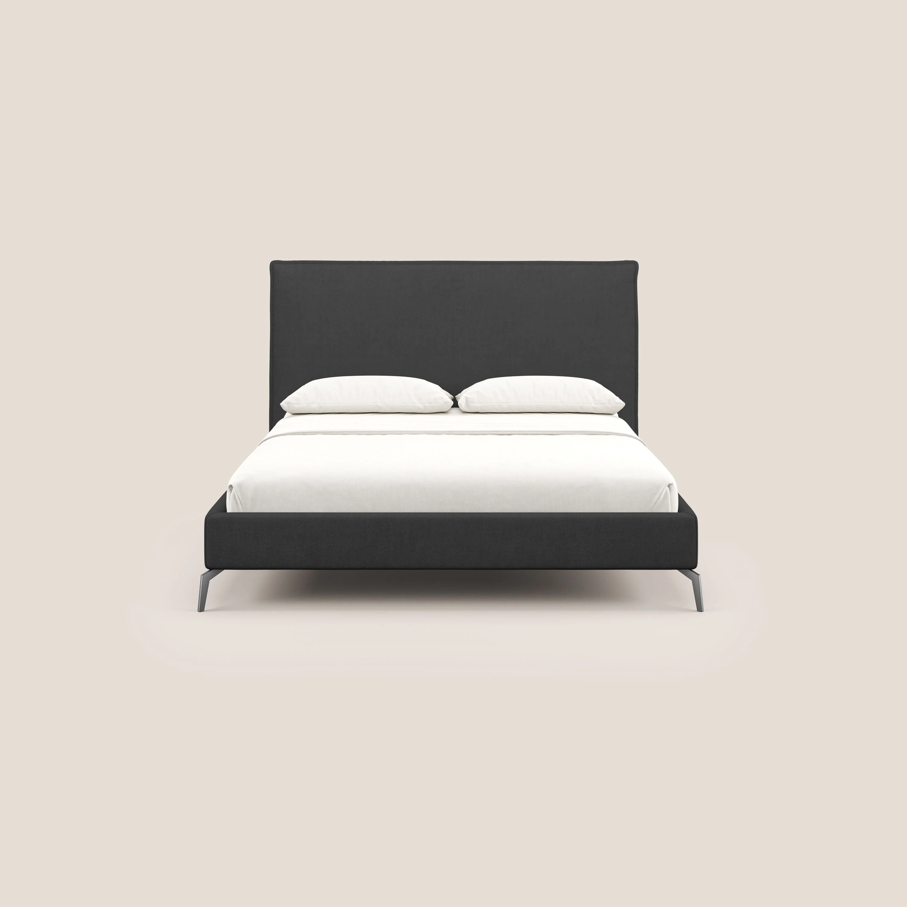 Iris lit rembourré déhoussable avec pieds noirs en tissu imperméable T02 noir - Image 2
