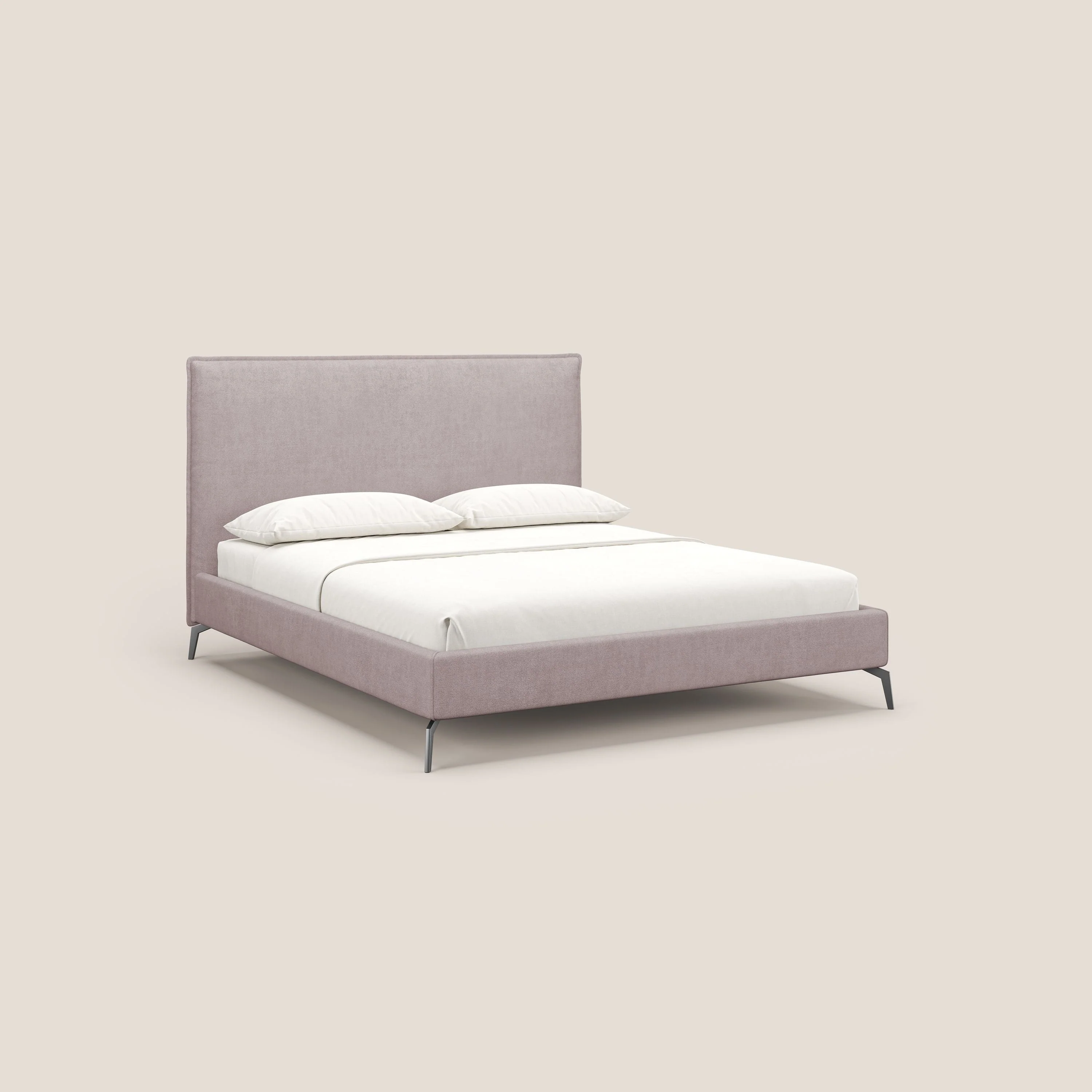 Iris lit rembourré déhoussable avec pieds noirs en tissu imperméable T02 rose