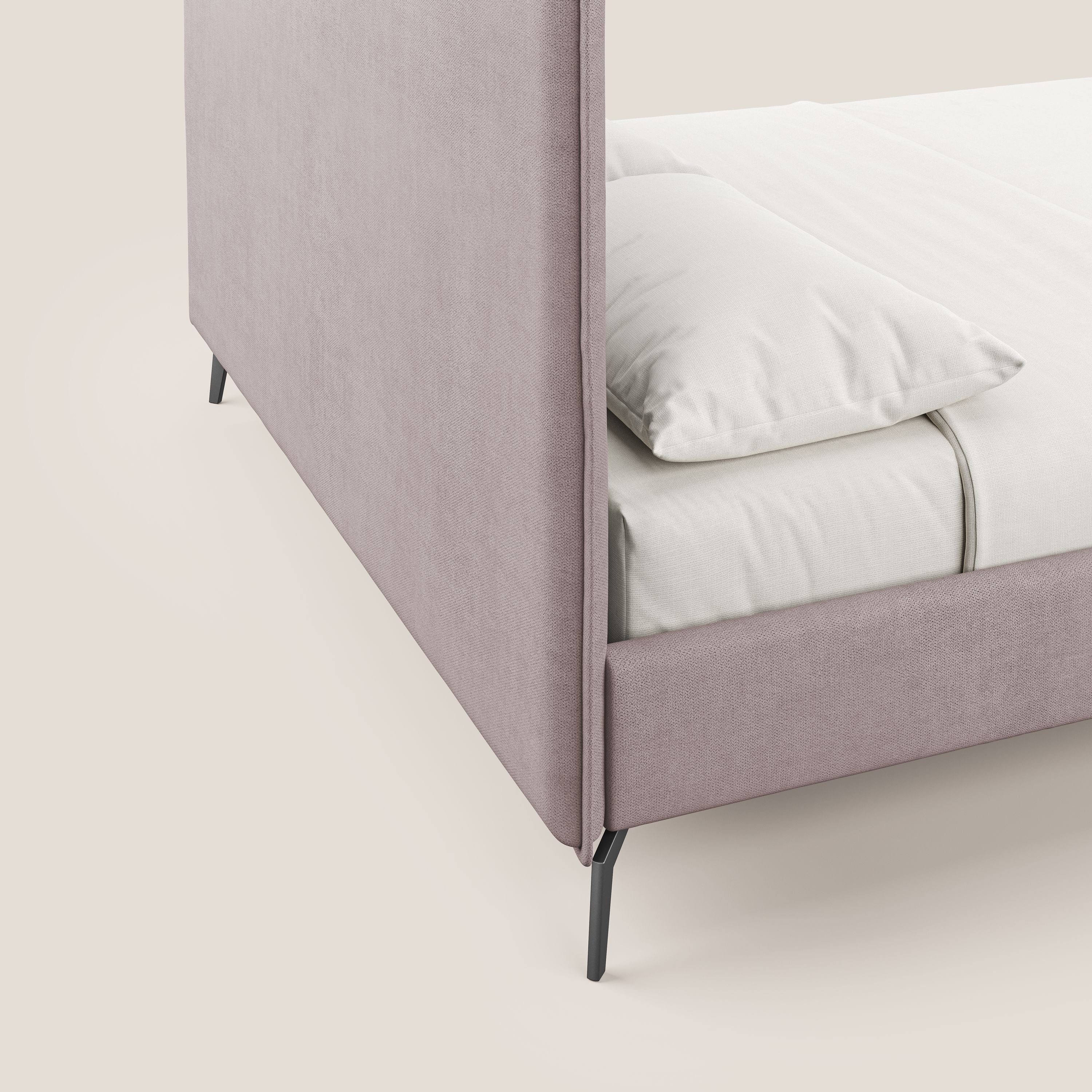 Iris lit rembourré déhoussable avec pieds noirs en tissu imperméable T02 rose - Image 3