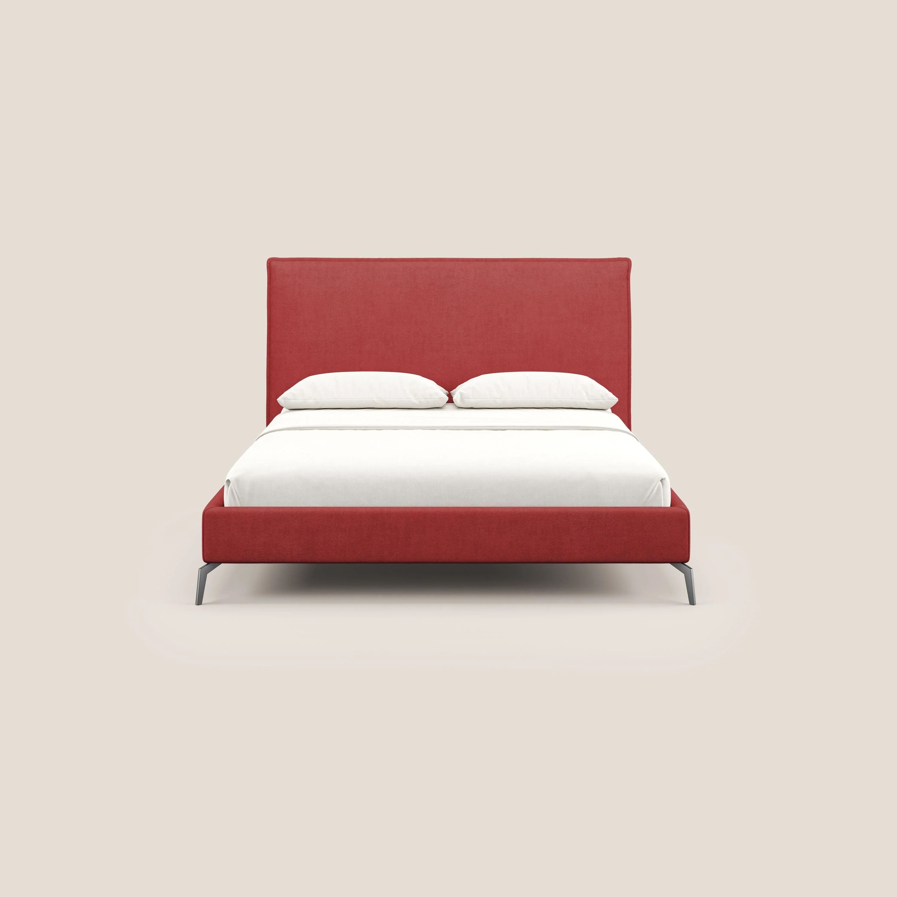 Iris lit rembourré déhoussable avec pieds noirs en tissu imperméable T02 rouge - Image 2