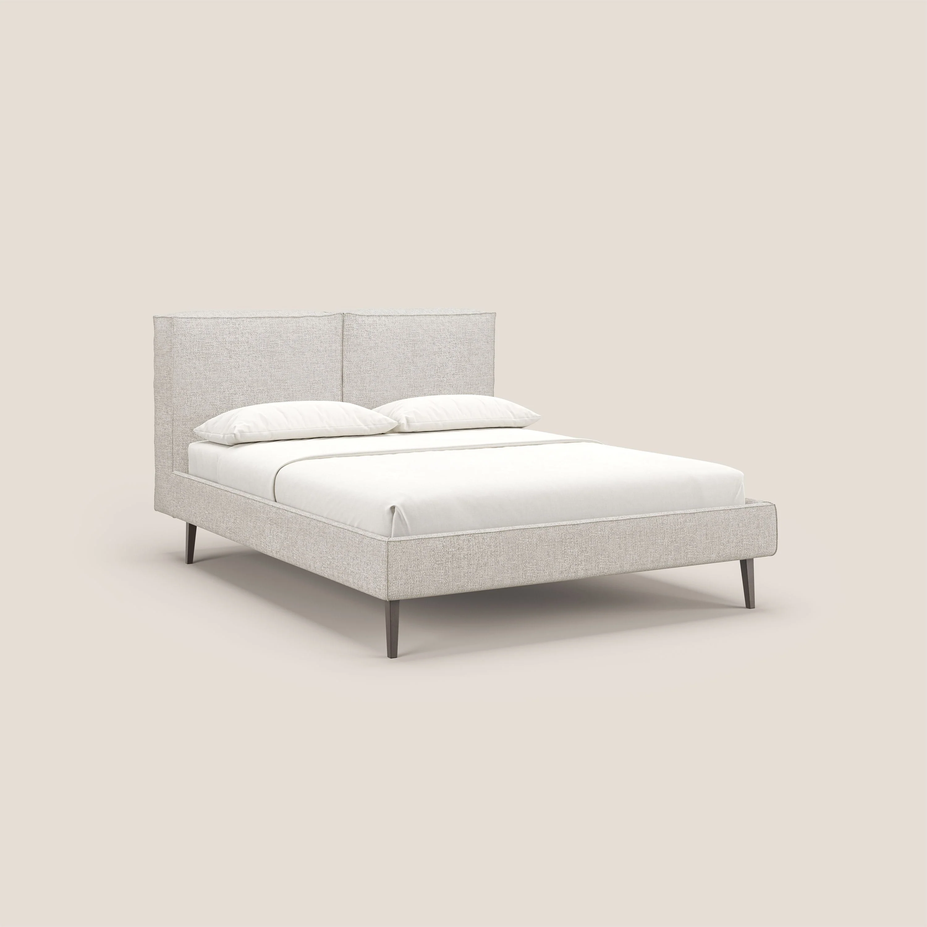 Isotta lit rembourré complètement déhoussable en tissu doux imperméable T10 crème
